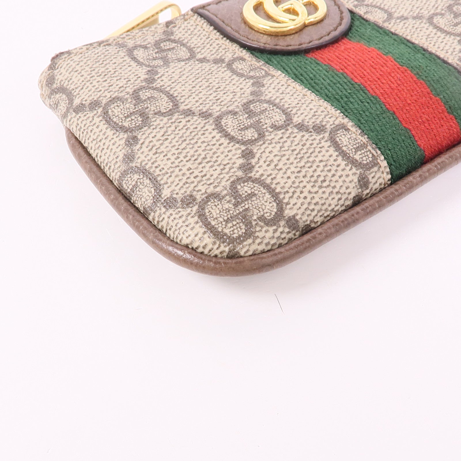 GUCCI GG GHW Ophidia Key Case 671722 Coated Canvas Brown