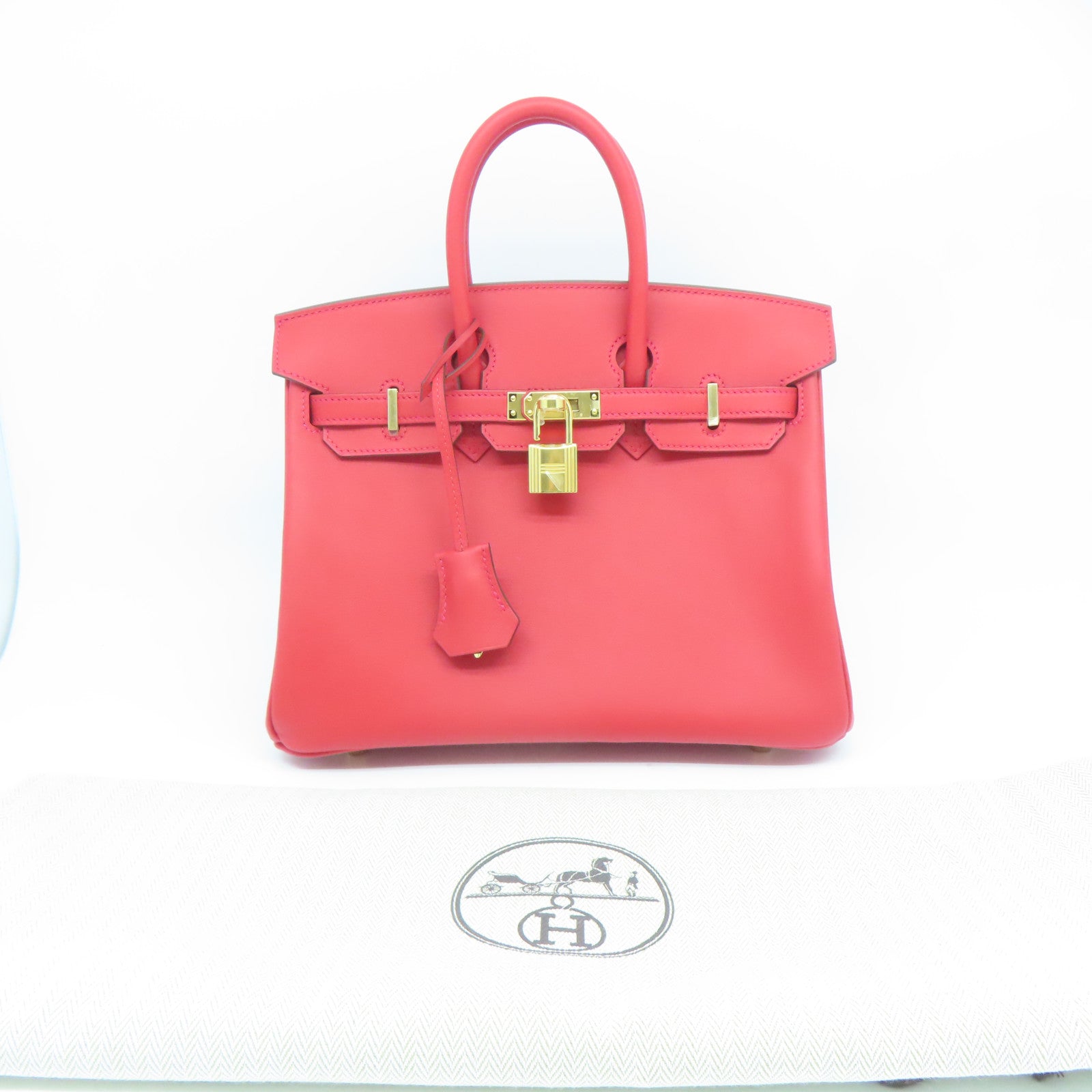 HERMES 【激減優惠】Veau Swift皮革Birkin 25金扣手挽袋愛心紅色