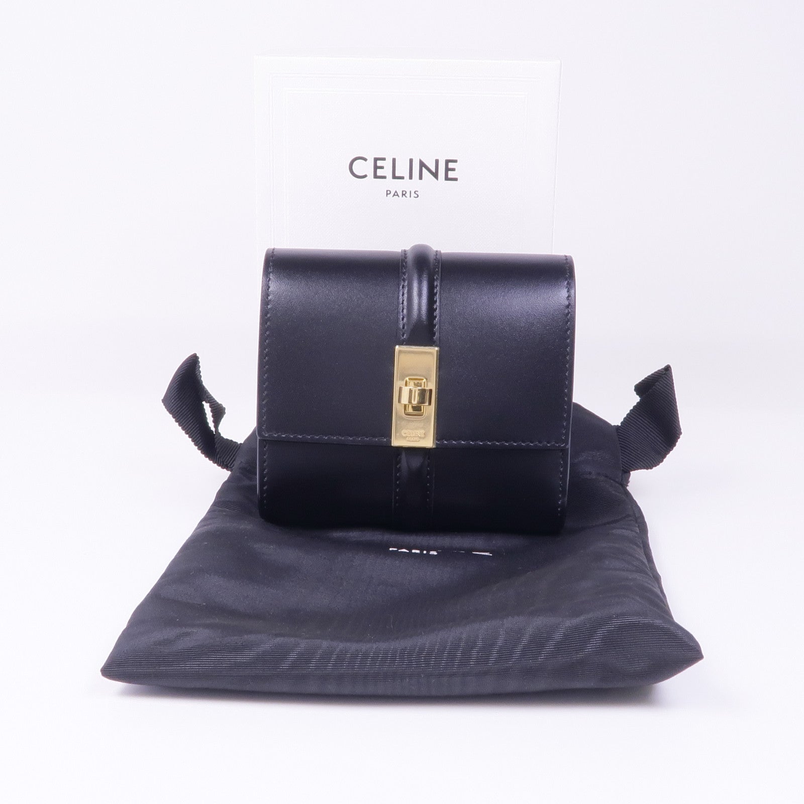CELINE 牛皮皮革Trifold Wallet金扣錢包