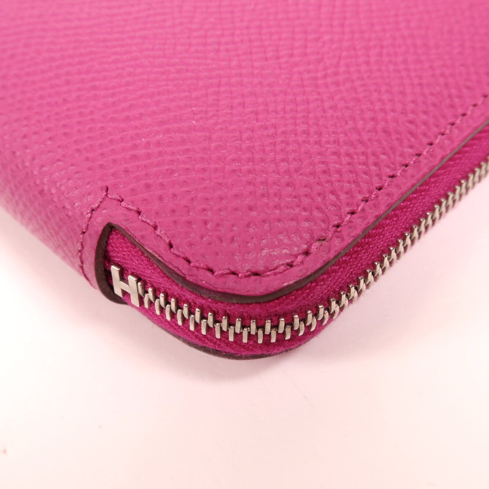 HERMES Epsom皮革Silk In Long Wallet銀扣長錢包Rose Pourpre