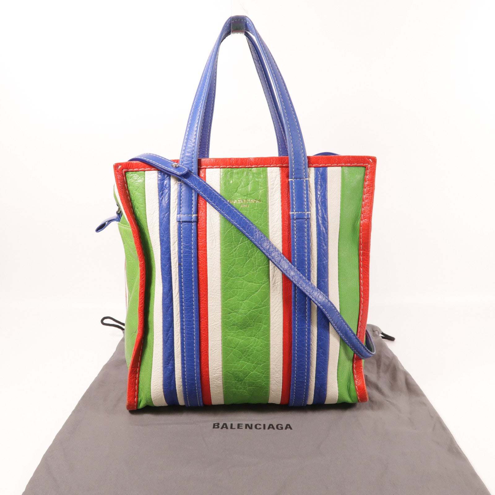 BALENCIAGA 皮革Bazar銀扣手挽肩背兩用袋