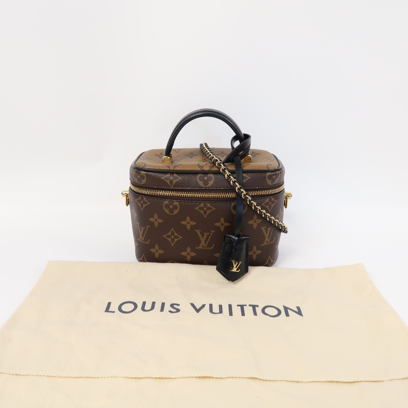 LOUIS VUITTON 【激減優惠】Monogram Vanity PM金扣手挽肩背兩用袋啡色