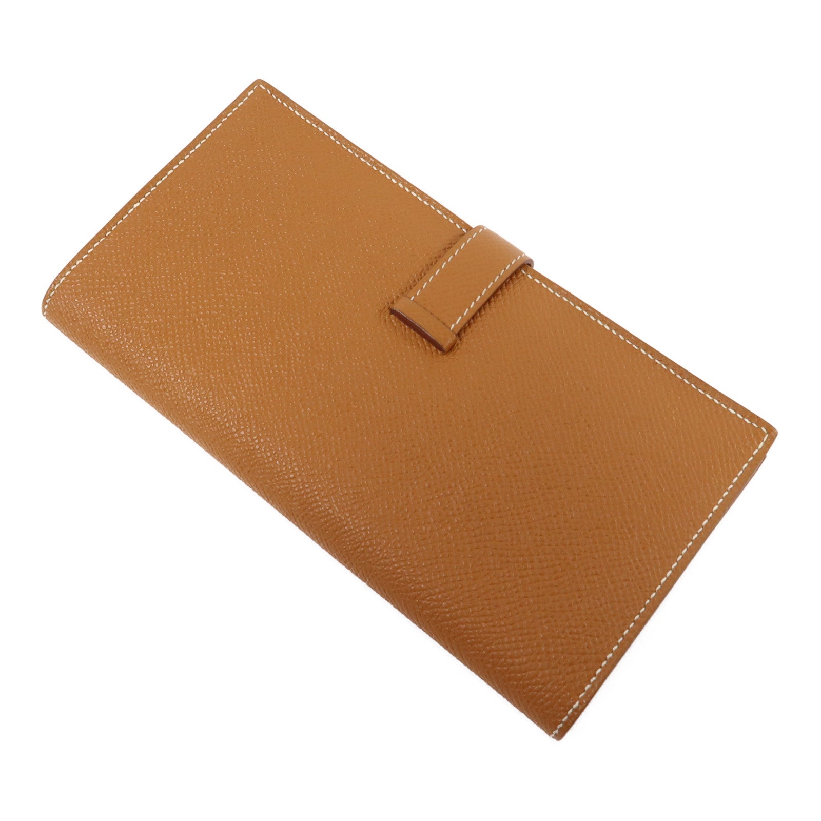 HERMES Epsom皮革Bearn Wallet銀扣長錢包經典駝色