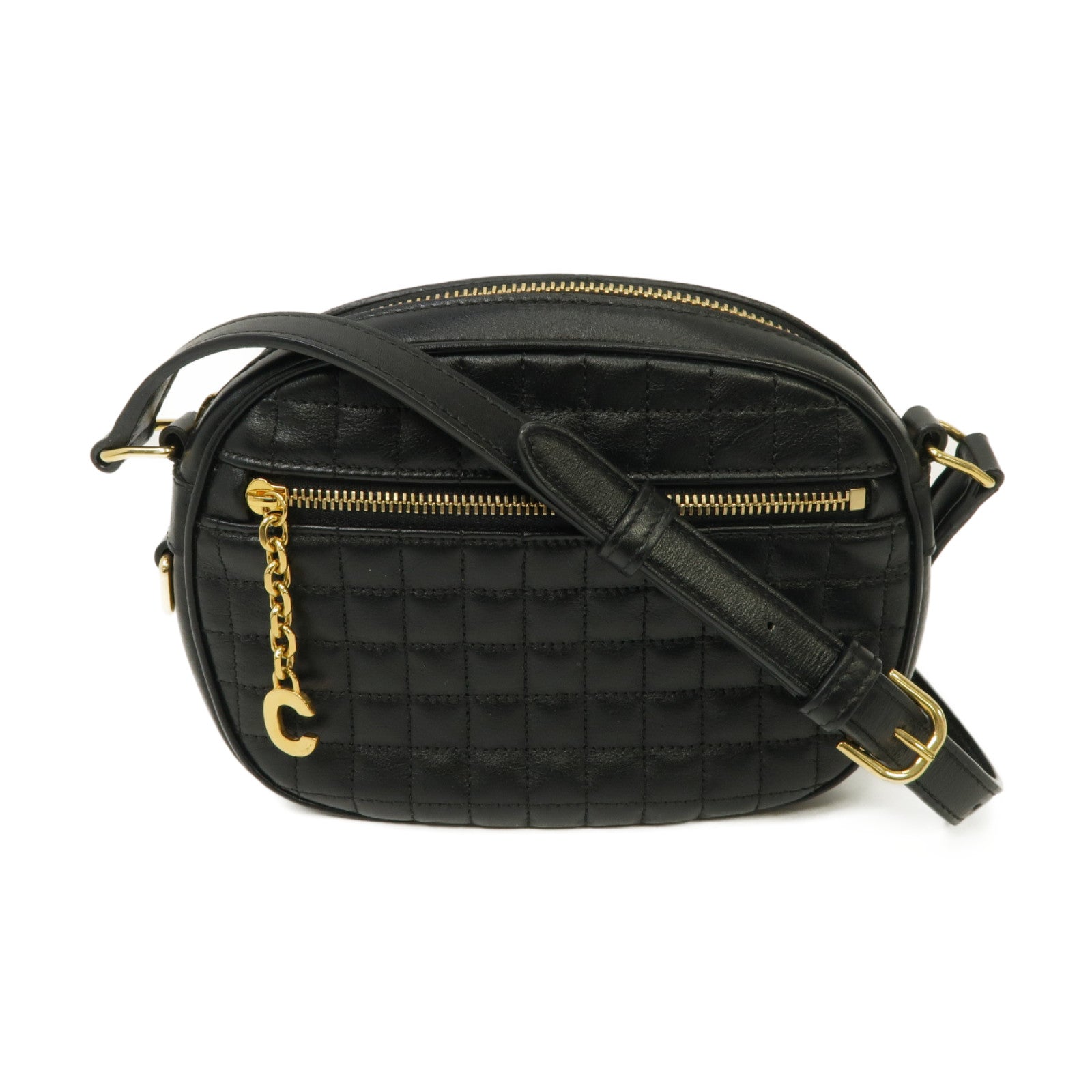CELINE 【激減優惠】牛皮皮革Shoulder Bag金扣肩背袋黑色