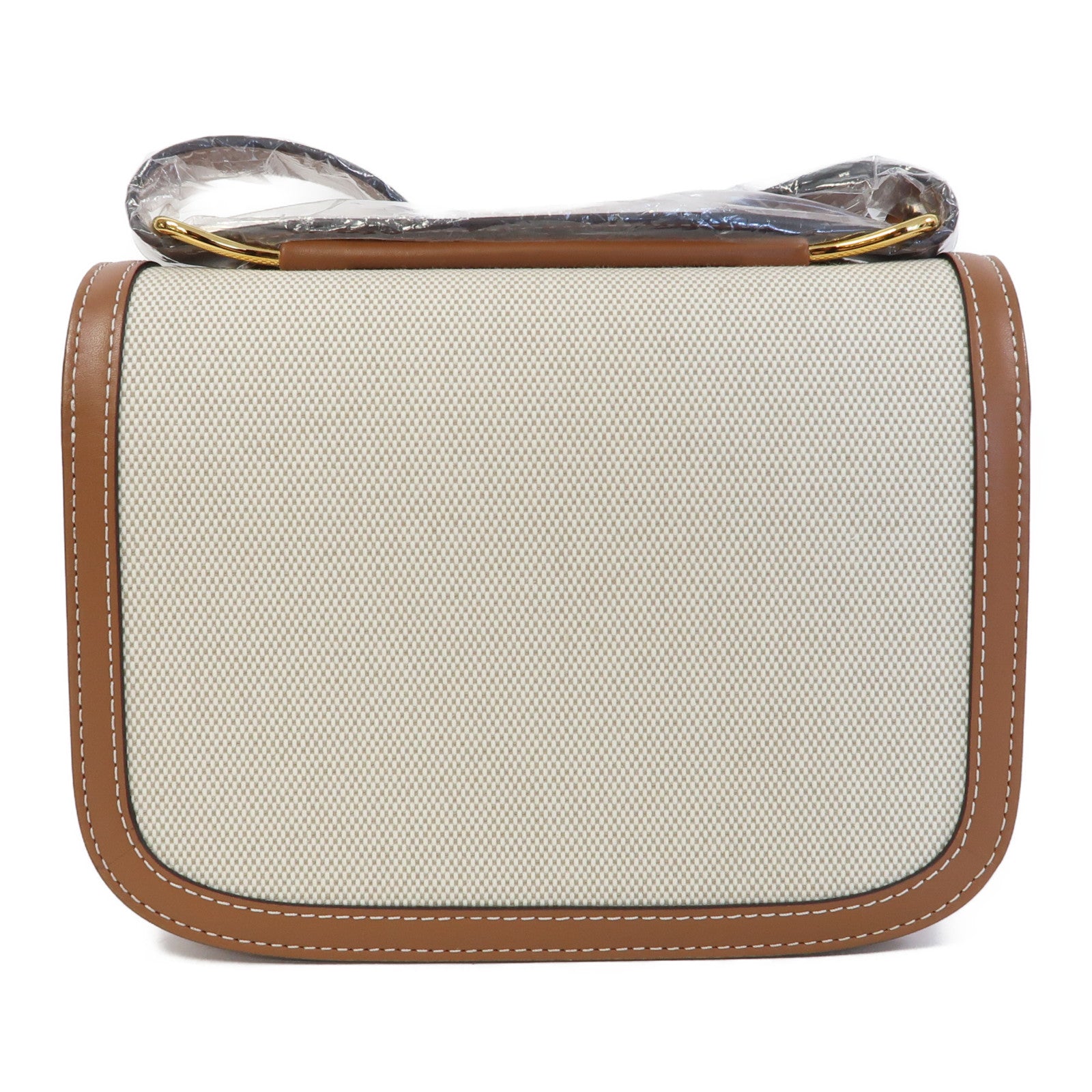 Delvaux 帆布Delvaux Lingot金扣肩背袋啡色