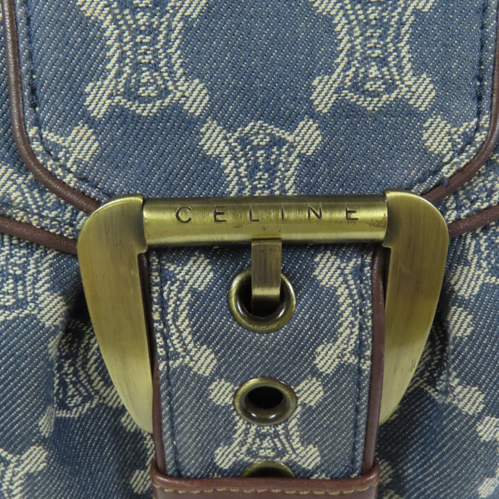 CELINE 牛仔布Shoulder Bag金扣肩背袋