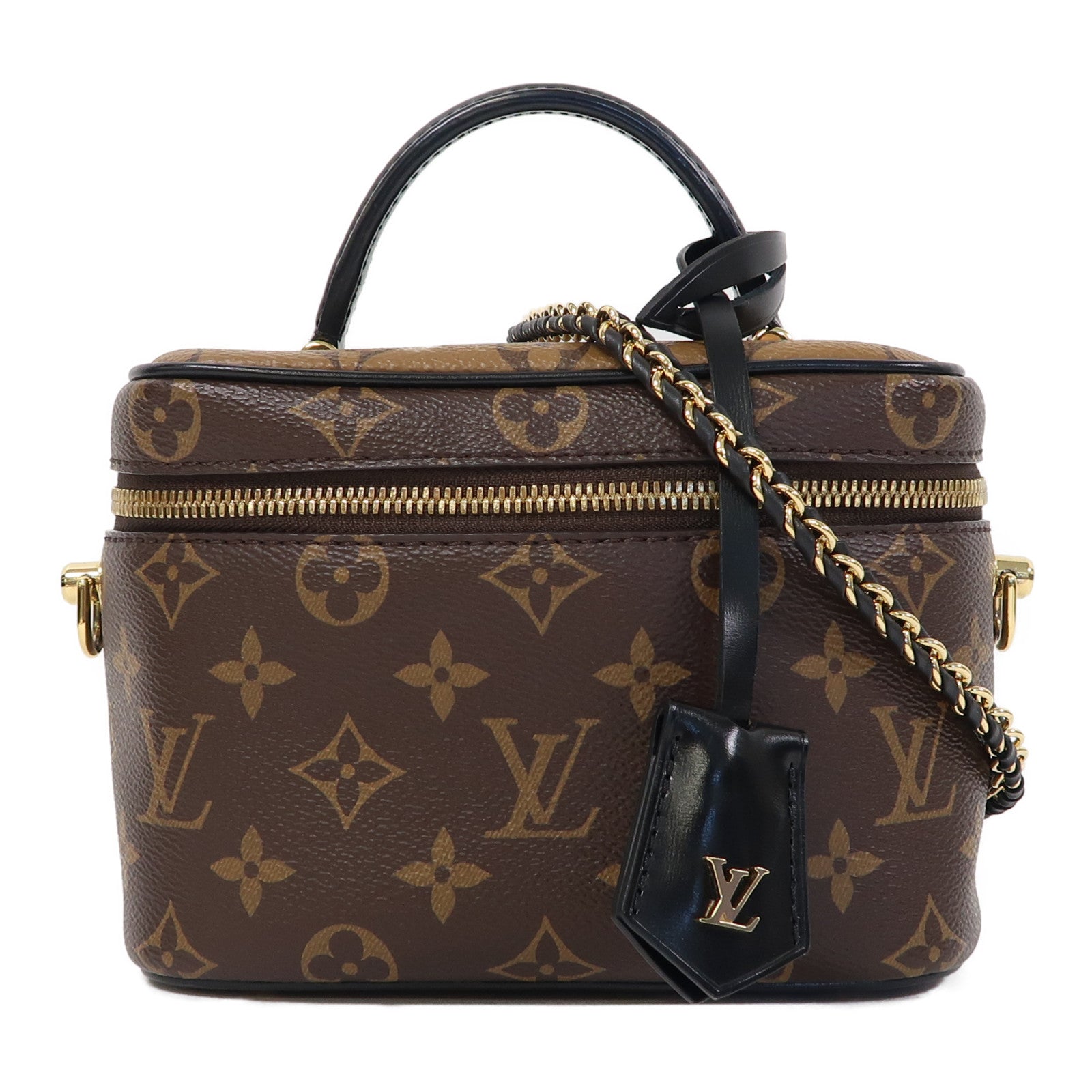 LOUIS VUITTON 【激減優惠】Monogram Vanity PM金扣手挽肩背兩用袋啡色