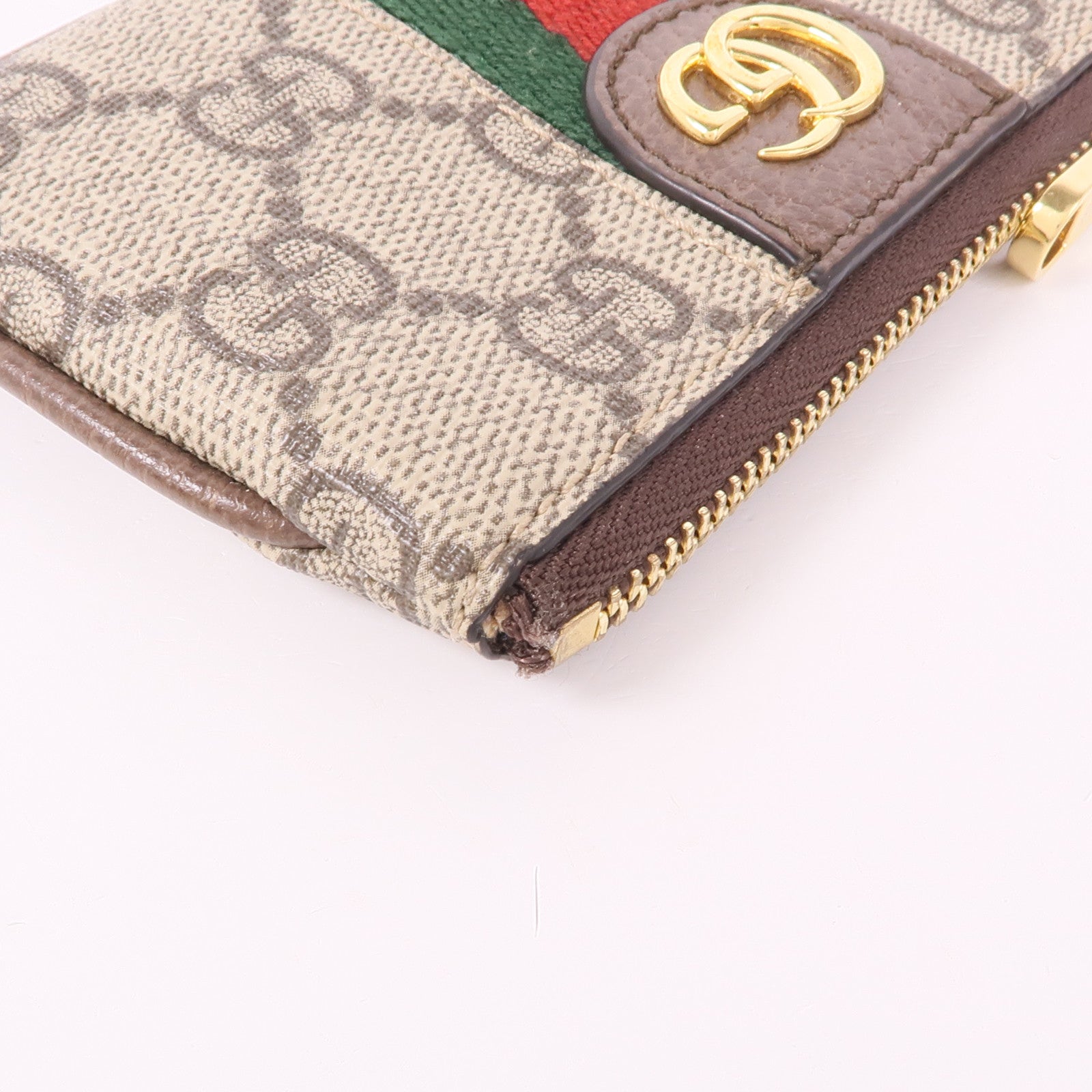 GUCCI GG GHW Ophidia Key Case 671722 Coated Canvas Brown