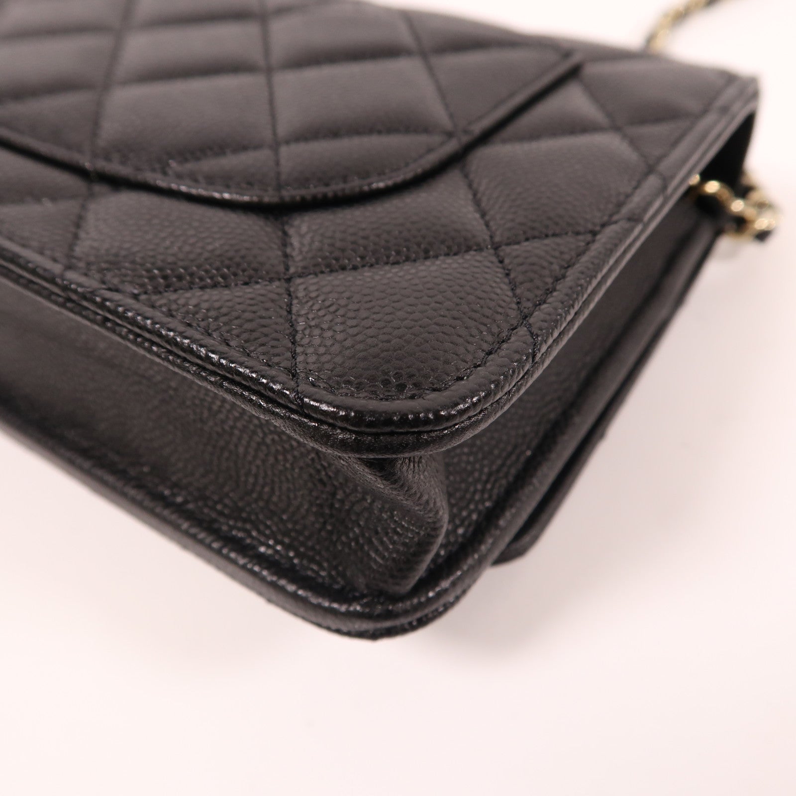 CHANEL 牛皮皮革Wallet On Chain金扣鏈帶肩背袋黑色