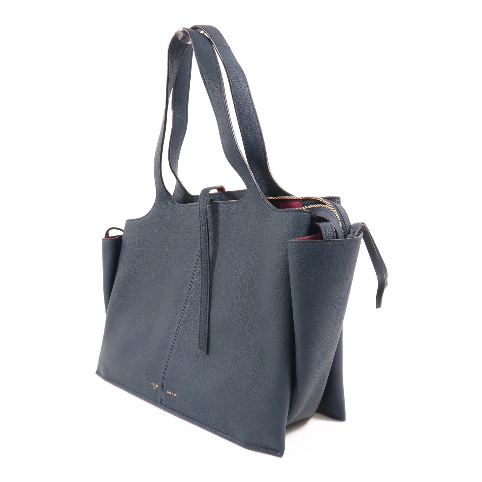 CELINE 牛皮皮革Tri-Fold金扣肩背袋