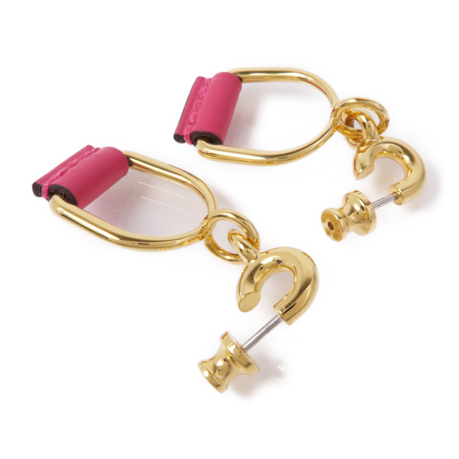 HERMES 金屬/Swift皮革Heritage Equestre Etrier Earrings耳環