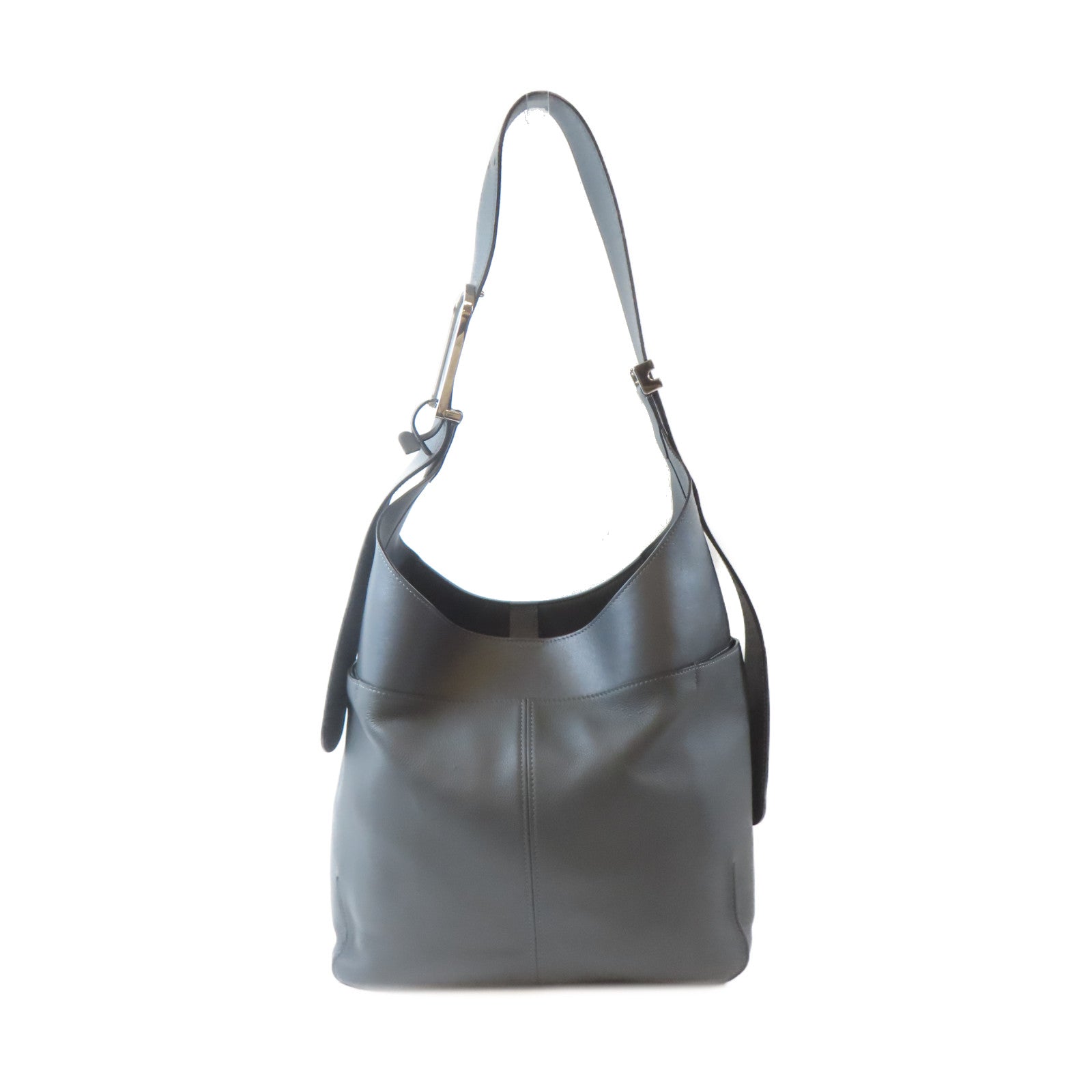 Delvaux 牛皮皮革Shoulder Bag銀扣肩背袋灰色