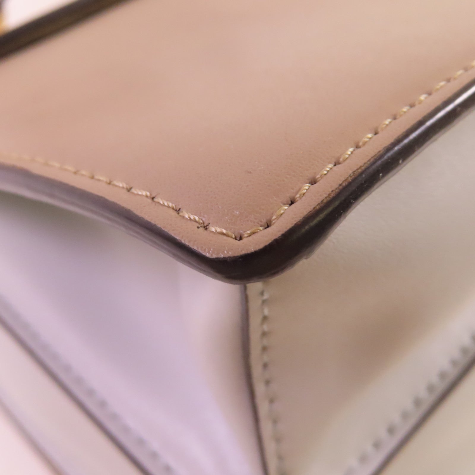 FENDI 【激減優惠】牛皮皮革Monster 2Way Shoulder Bag金扣手挽肩背兩用袋杏色/啡色