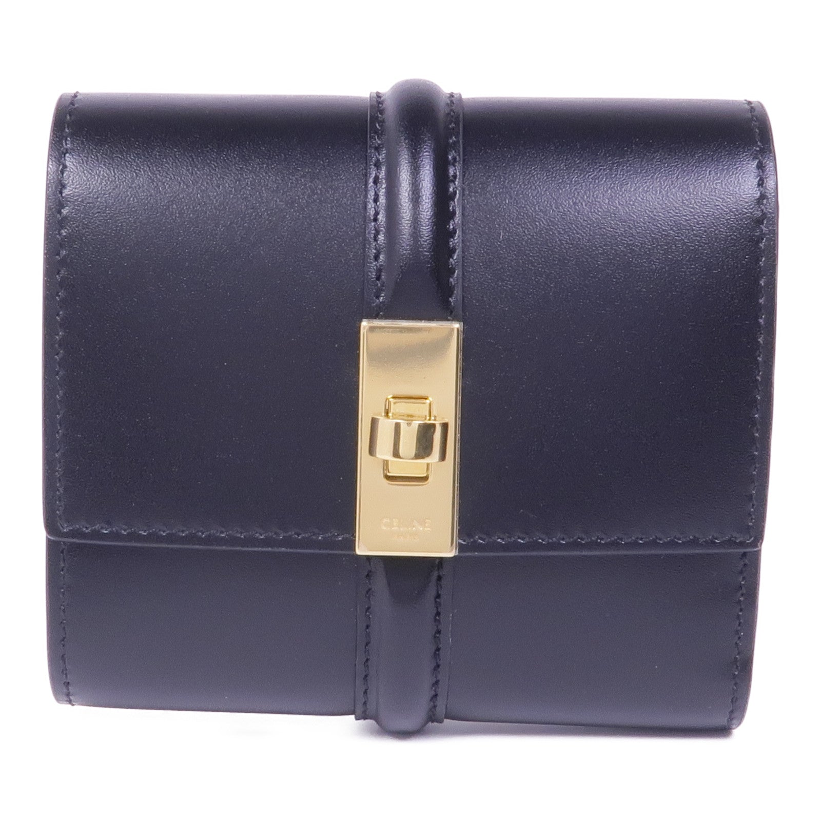 CELINE 牛皮皮革Trifold Wallet金扣錢包