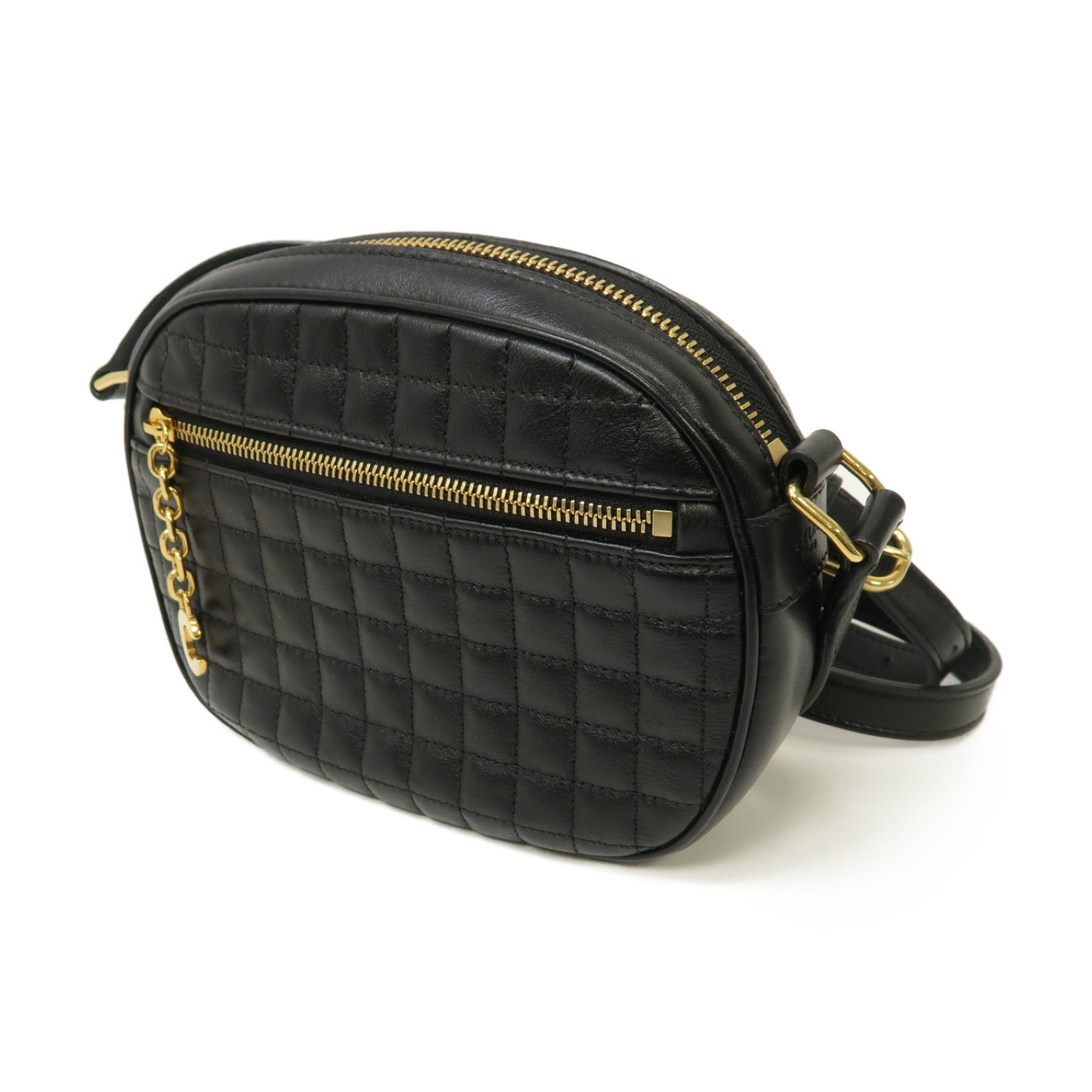 CELINE 【激減優惠】牛皮皮革Shoulder Bag金扣肩背袋黑色