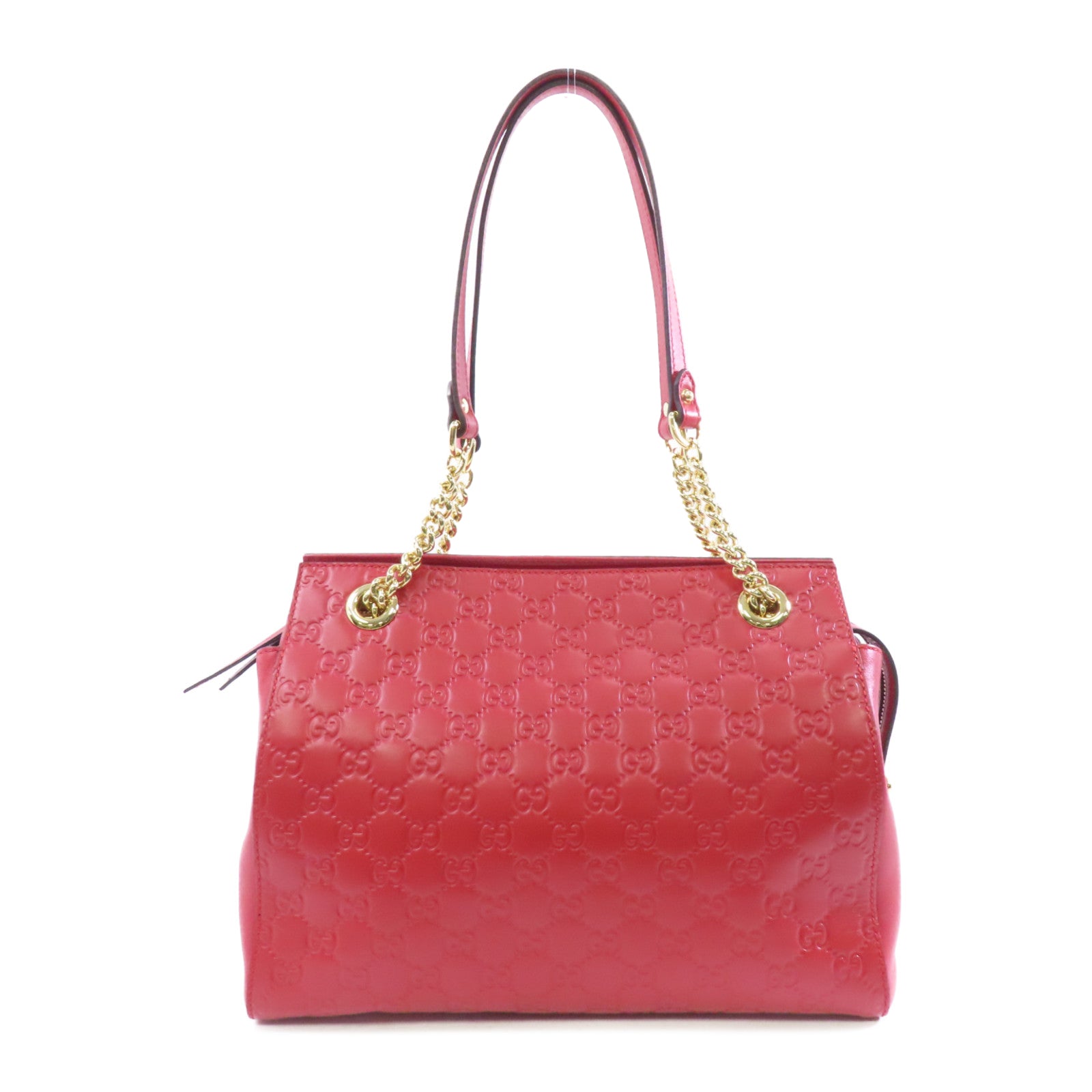 GUCCI 牛皮皮革Shoulder Tote金扣肩背/手挽袋紅色