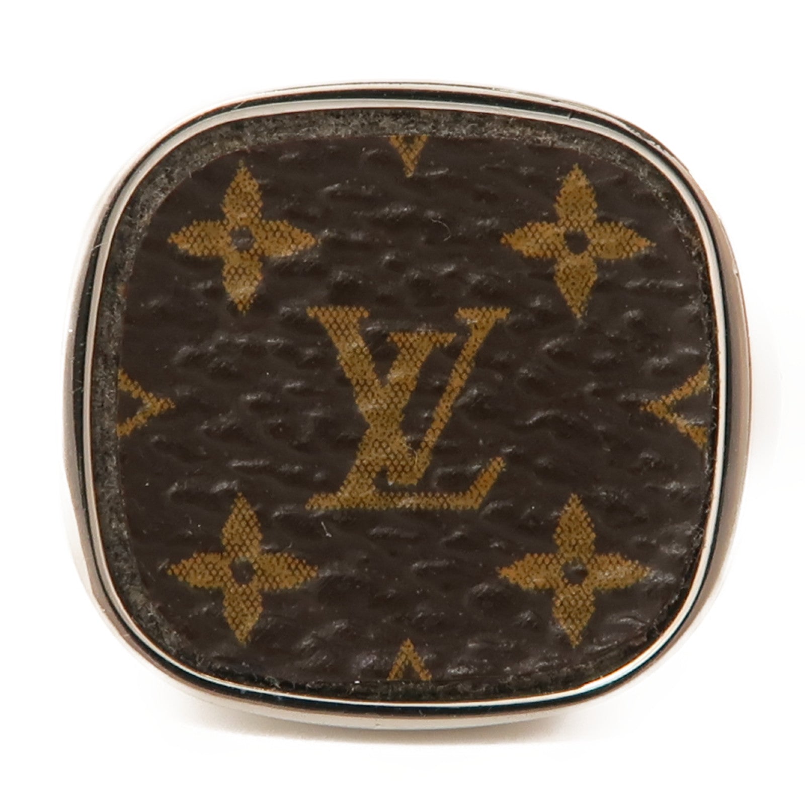 LOUIS VUITTON 塗層帆布/金屬Lock Signet Ring戒指US#9