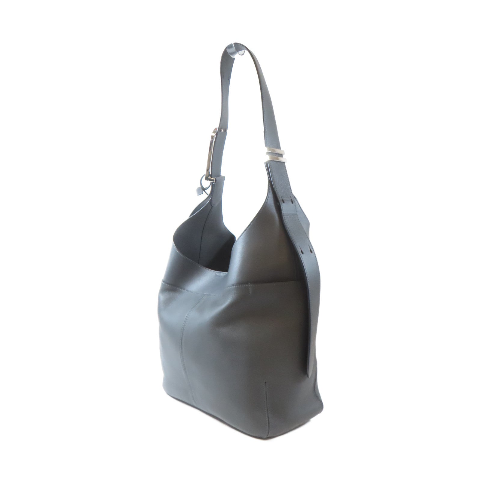 Delvaux 牛皮皮革Shoulder Bag銀扣肩背袋灰色