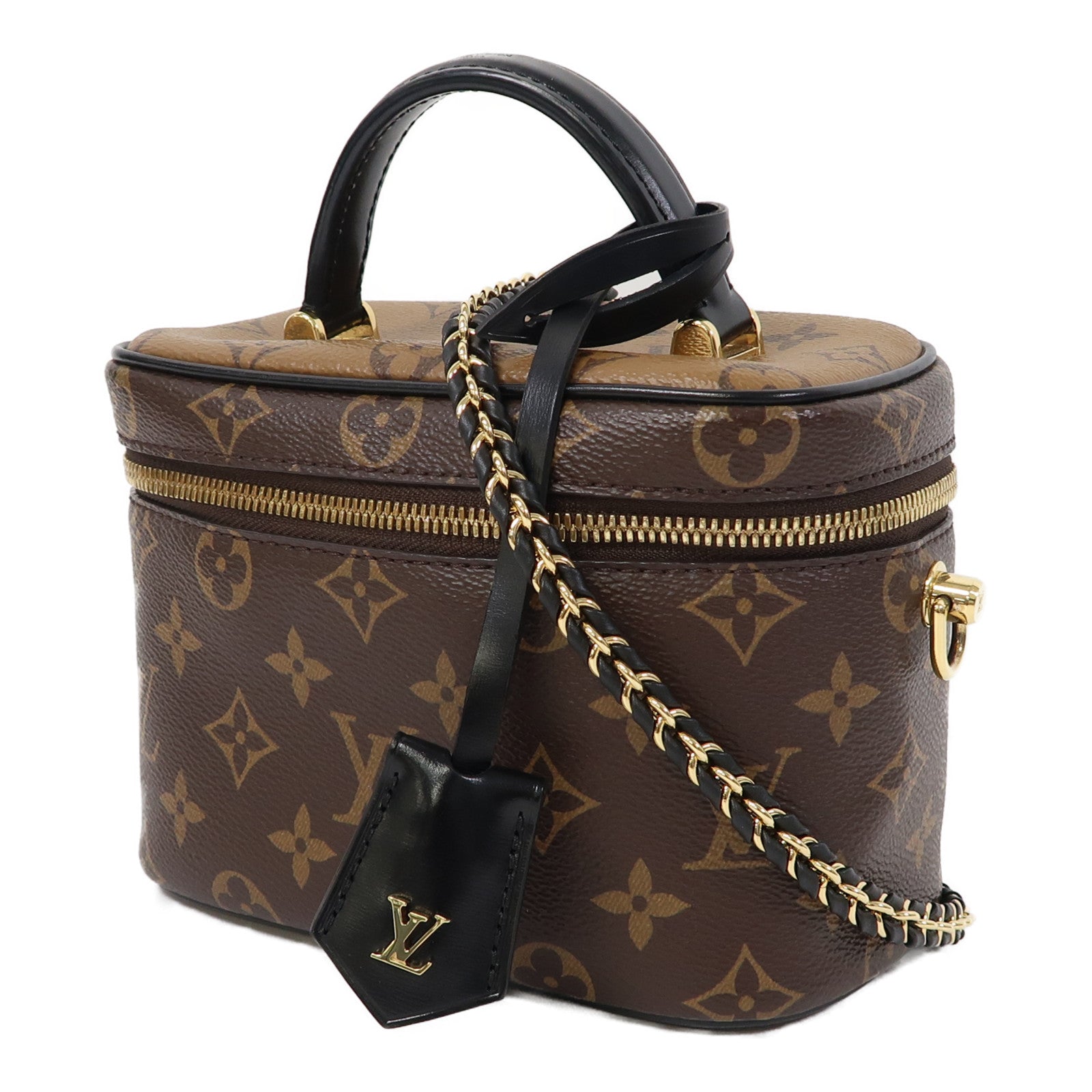 LOUIS VUITTON 【激減優惠】Monogram Vanity PM金扣手挽肩背兩用袋啡色