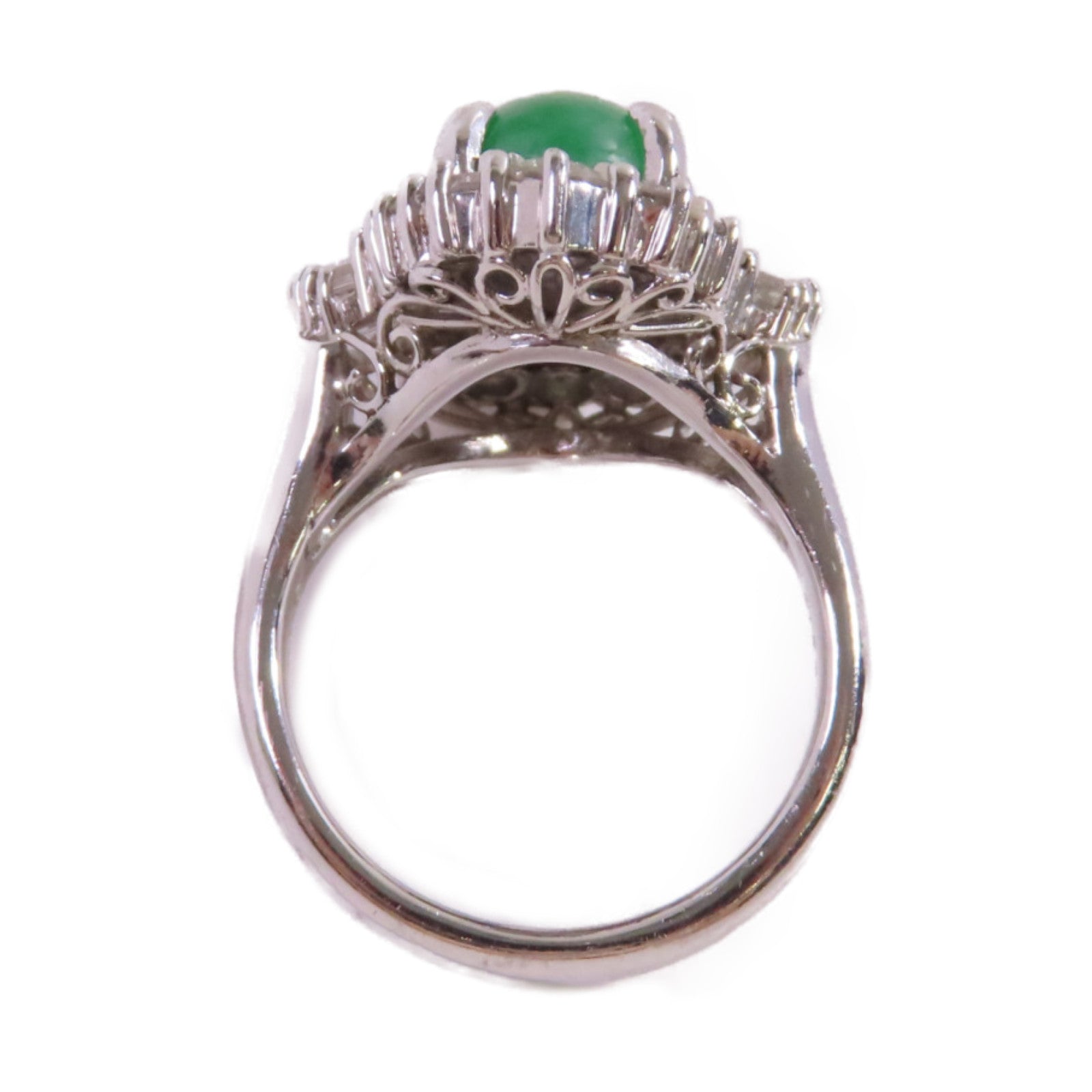 JEWELRY PT900鉑金/6.21ct翡翠/1.66ct鑚石Jade Diamond Ring戒指US#8