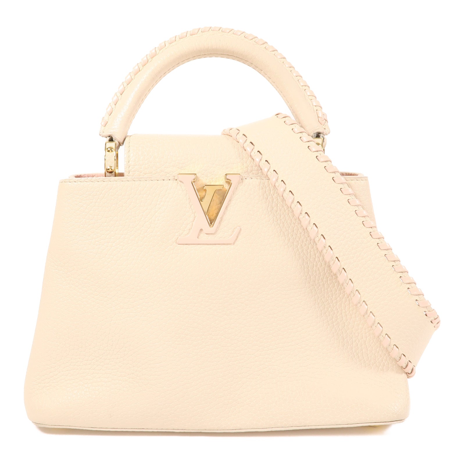 LOUIS VUITTON Taurillon Capucines BB金扣手挽肩背兩用袋