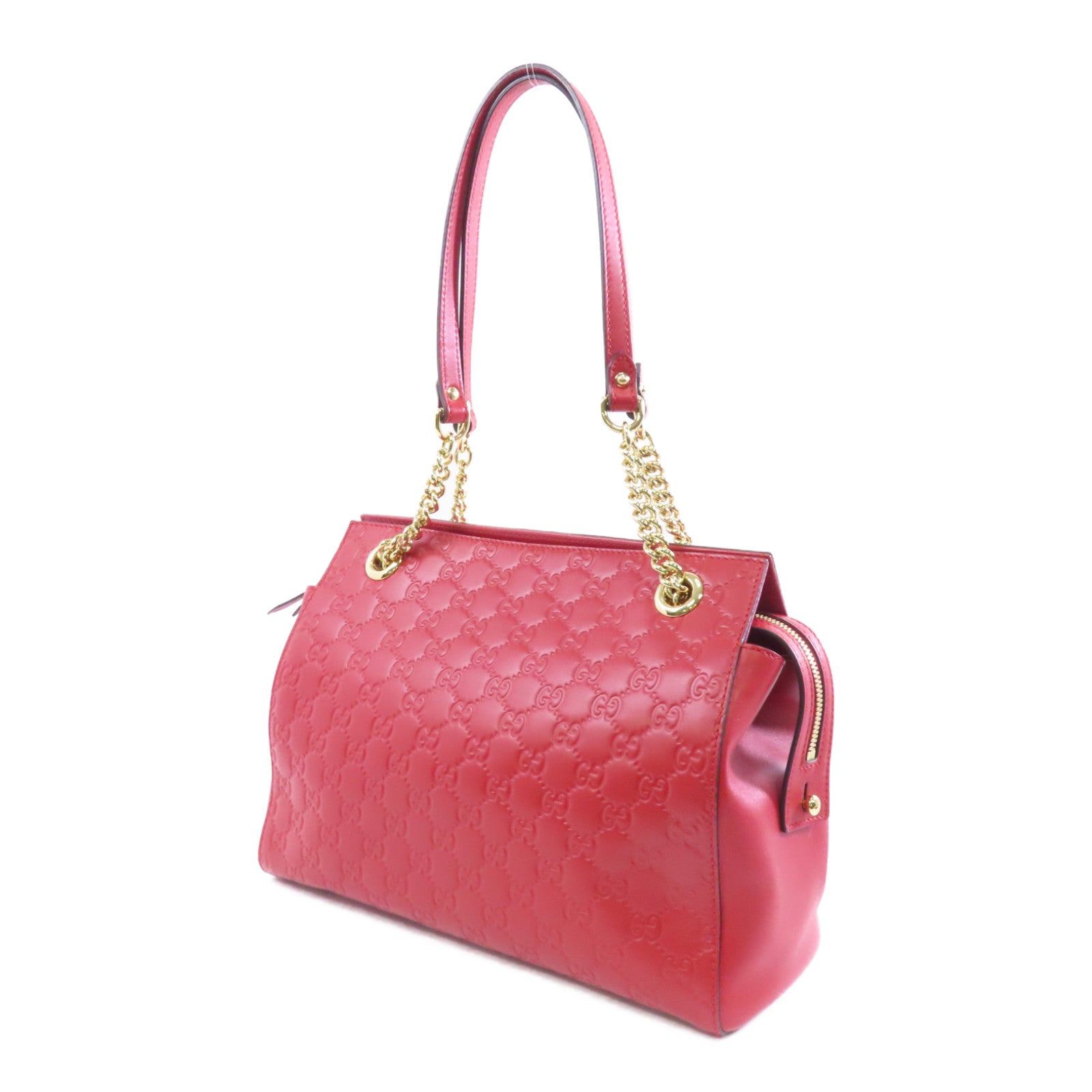 GUCCI 牛皮皮革Shoulder Tote金扣肩背/手挽袋紅色