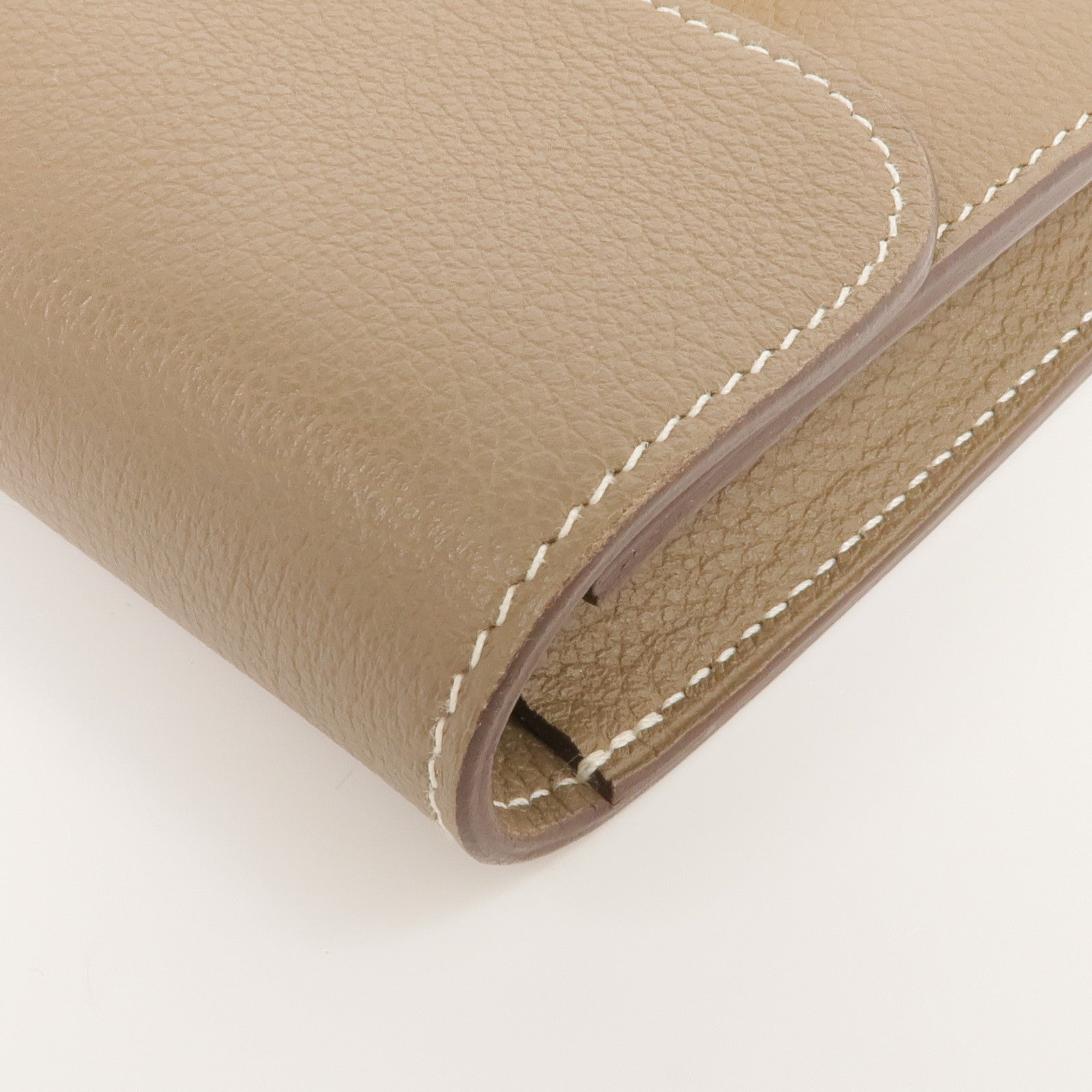 HERMES Evercolor皮革Constance Slim Wallet金扣錢包Etoupe