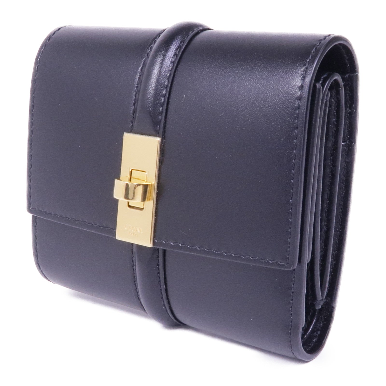 CELINE 牛皮皮革Trifold Wallet金扣錢包