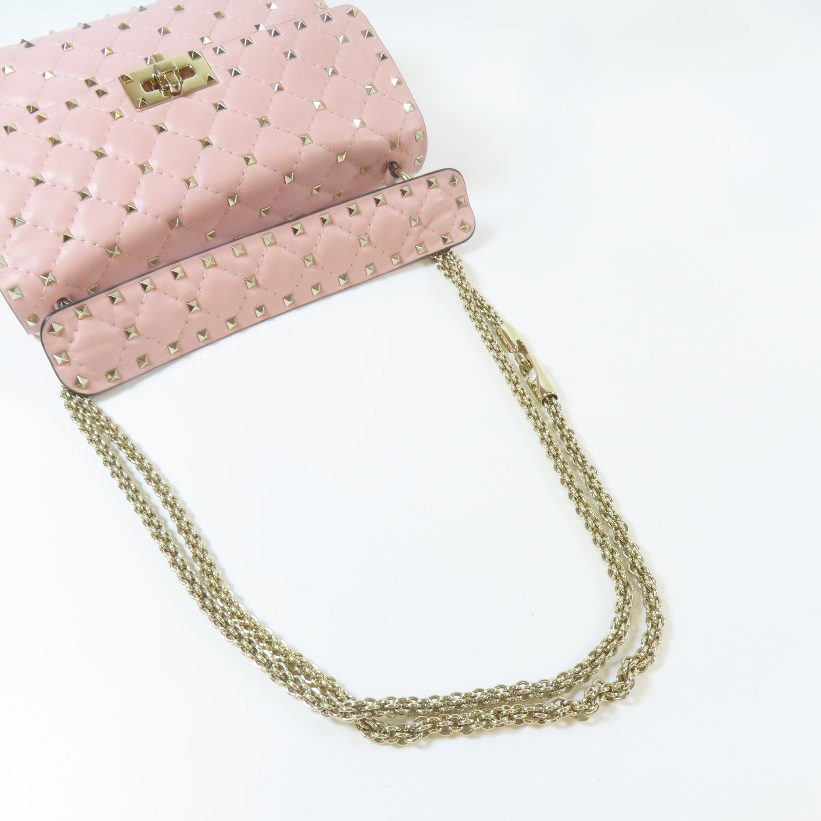 Valentino 牛皮皮革2 Way Chain Shoulder Bag金扣鏈帶手挽肩背兩用袋粉紅色