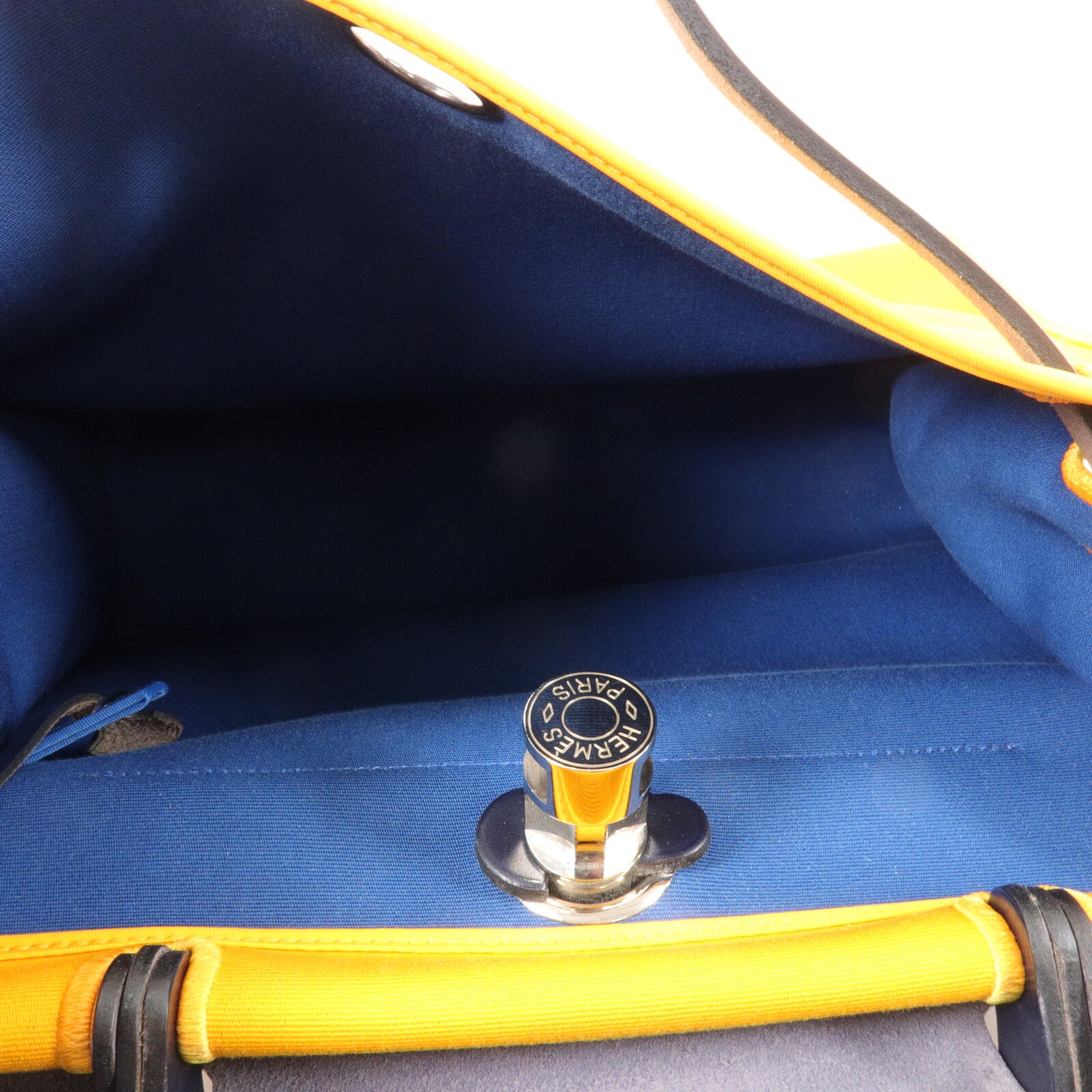 HERMES 帆布Herbag PM手挽肩背兩用袋Jaune D'Or