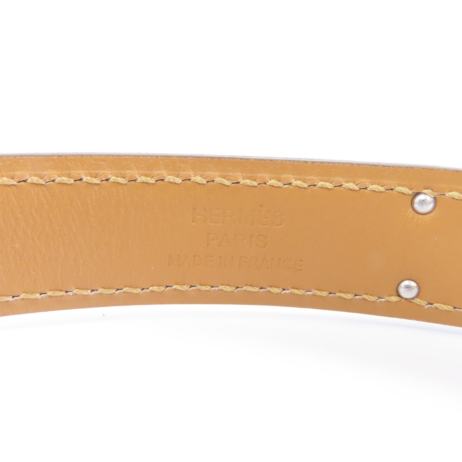 HERMES Epsom皮革Kelly Belt銀扣皮帶Gold/啡色