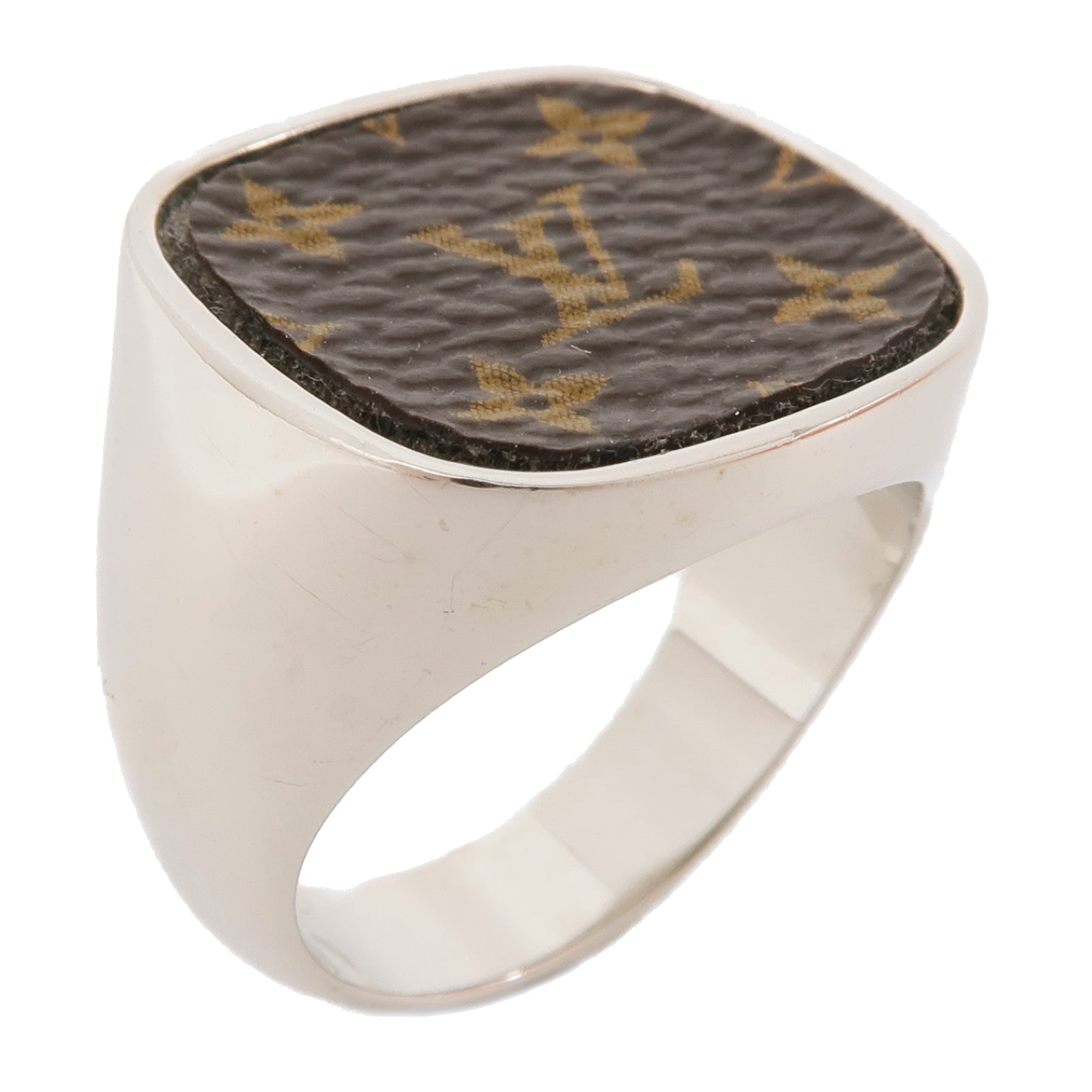 LOUIS VUITTON 塗層帆布/金屬Lock Signet Ring戒指US#9