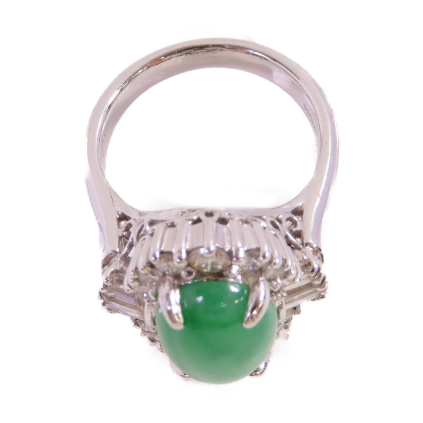JEWELRY PT900鉑金/6.21ct翡翠/1.66ct鑚石Jade Diamond Ring戒指US#8