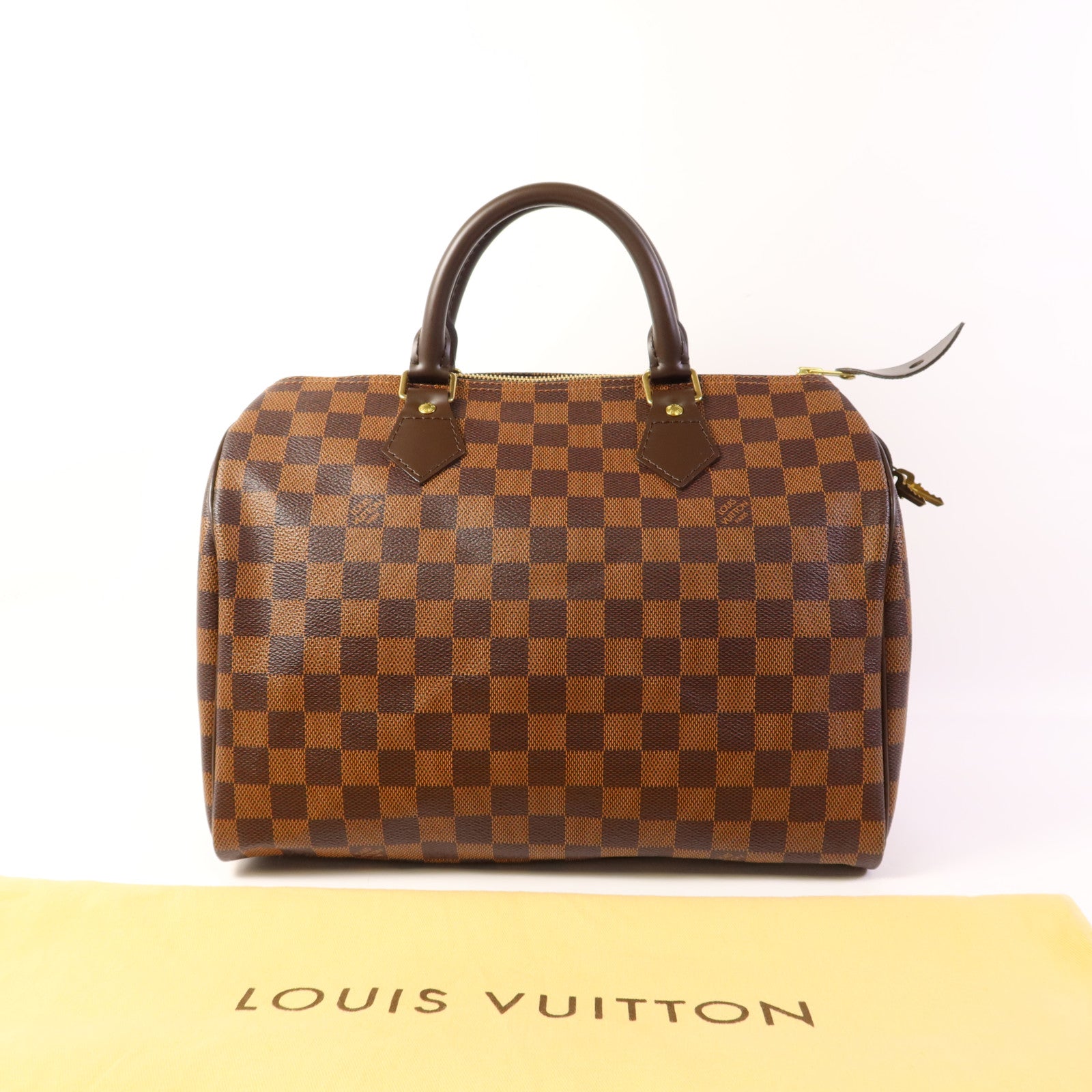LOUIS VUITTON Damier Speedy 30金扣手挽袋