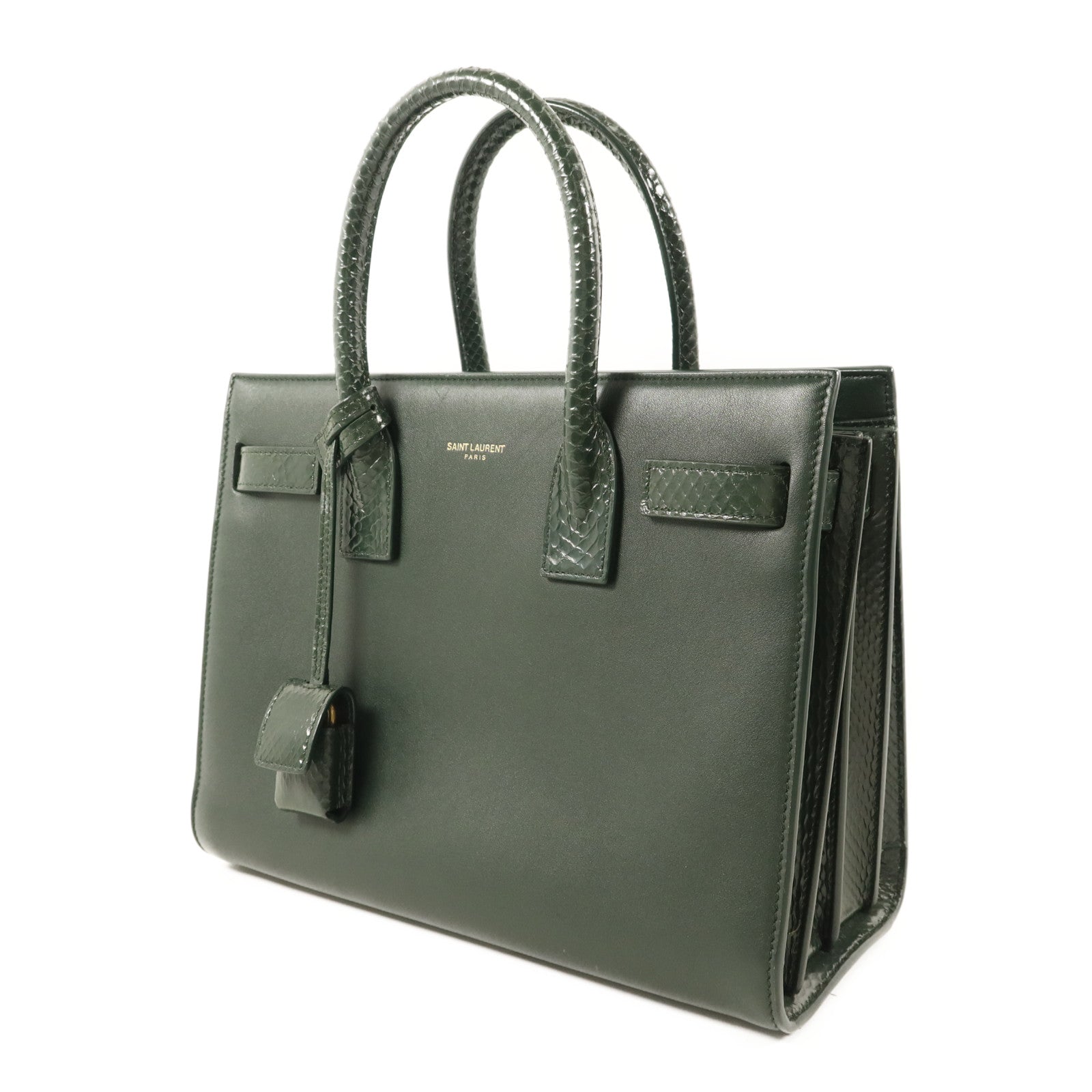 SAINT LAURENT 牛皮皮革/蛇皮皮革Sac de Jour金扣手挽肩背兩用袋
