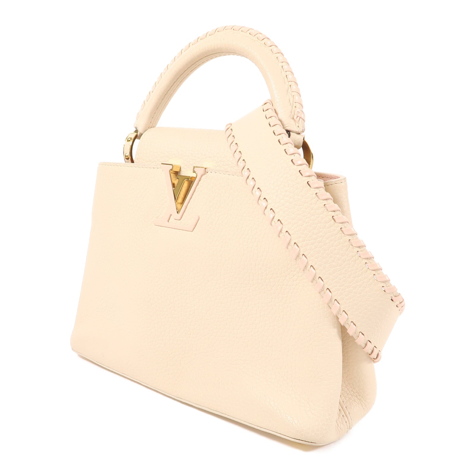 LOUIS VUITTON Taurillon Capucines BB金扣手挽肩背兩用袋