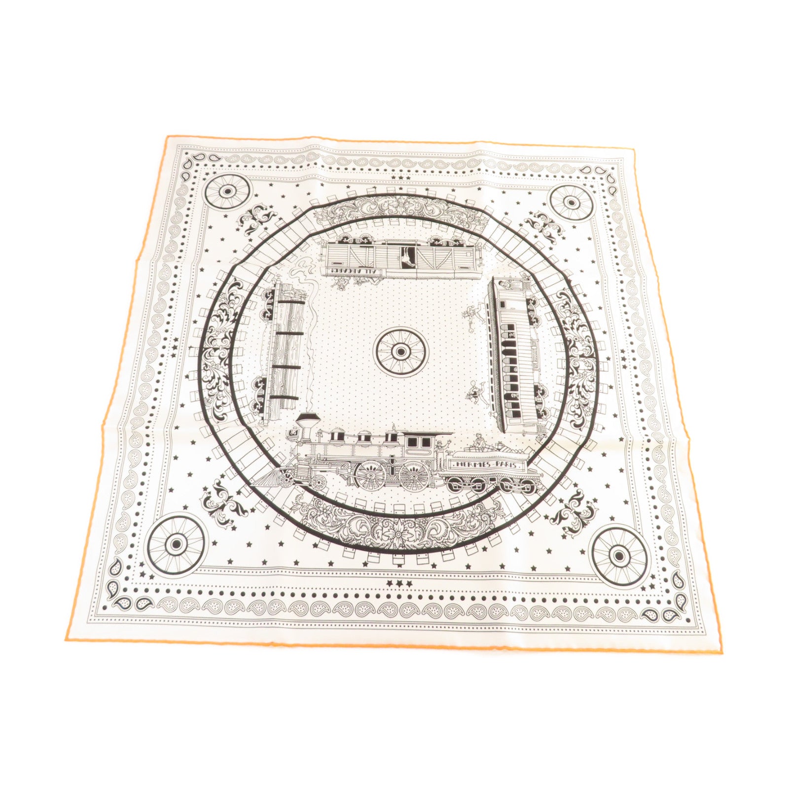 HERMES 【激減優惠】絲質Scarf絲巾白色/黑色/橙色