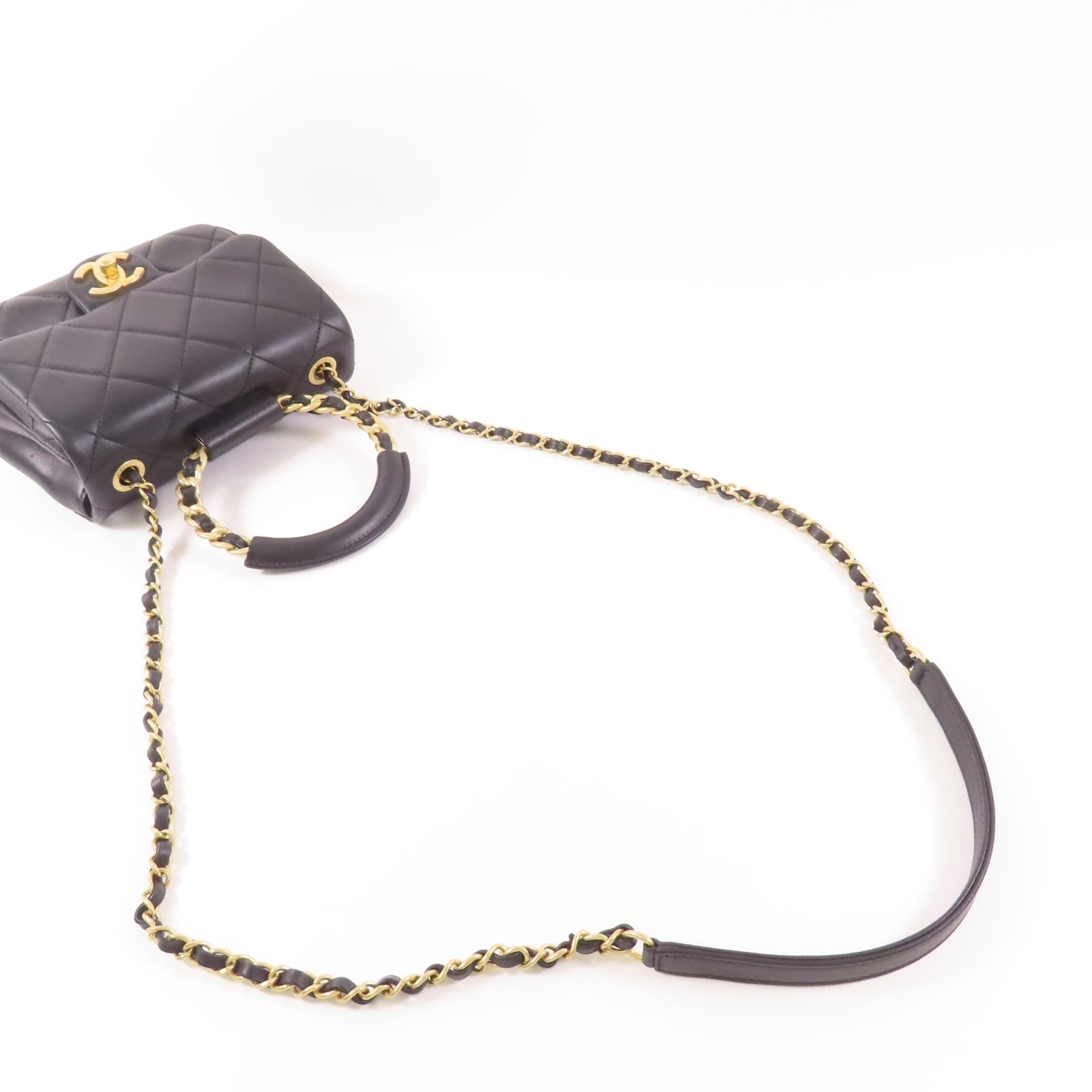 CHANEL 羊皮皮革Matelasse Chain Shoulder金扣鏈帶肩背袋