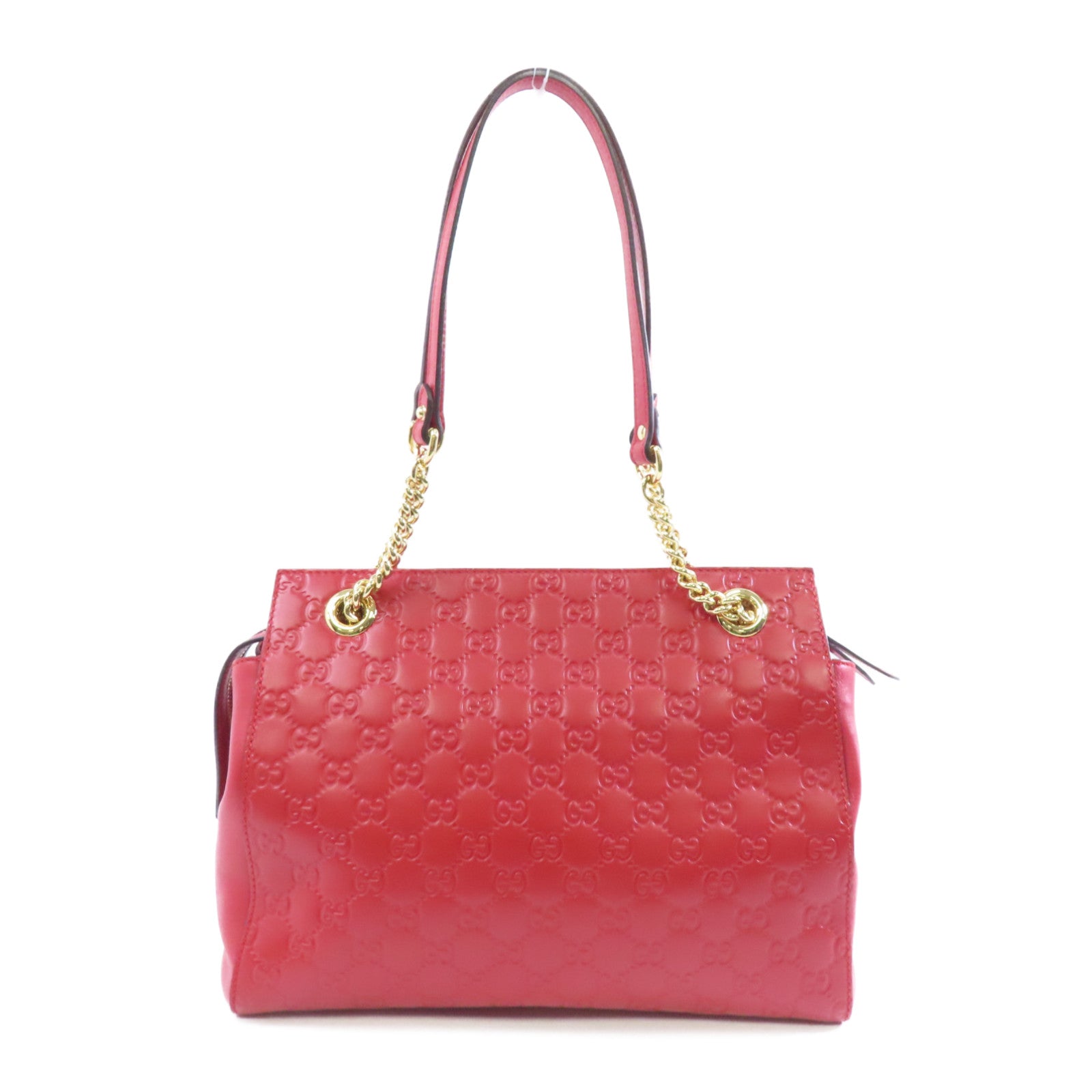 GUCCI 牛皮皮革Shoulder Tote金扣肩背/手挽袋紅色