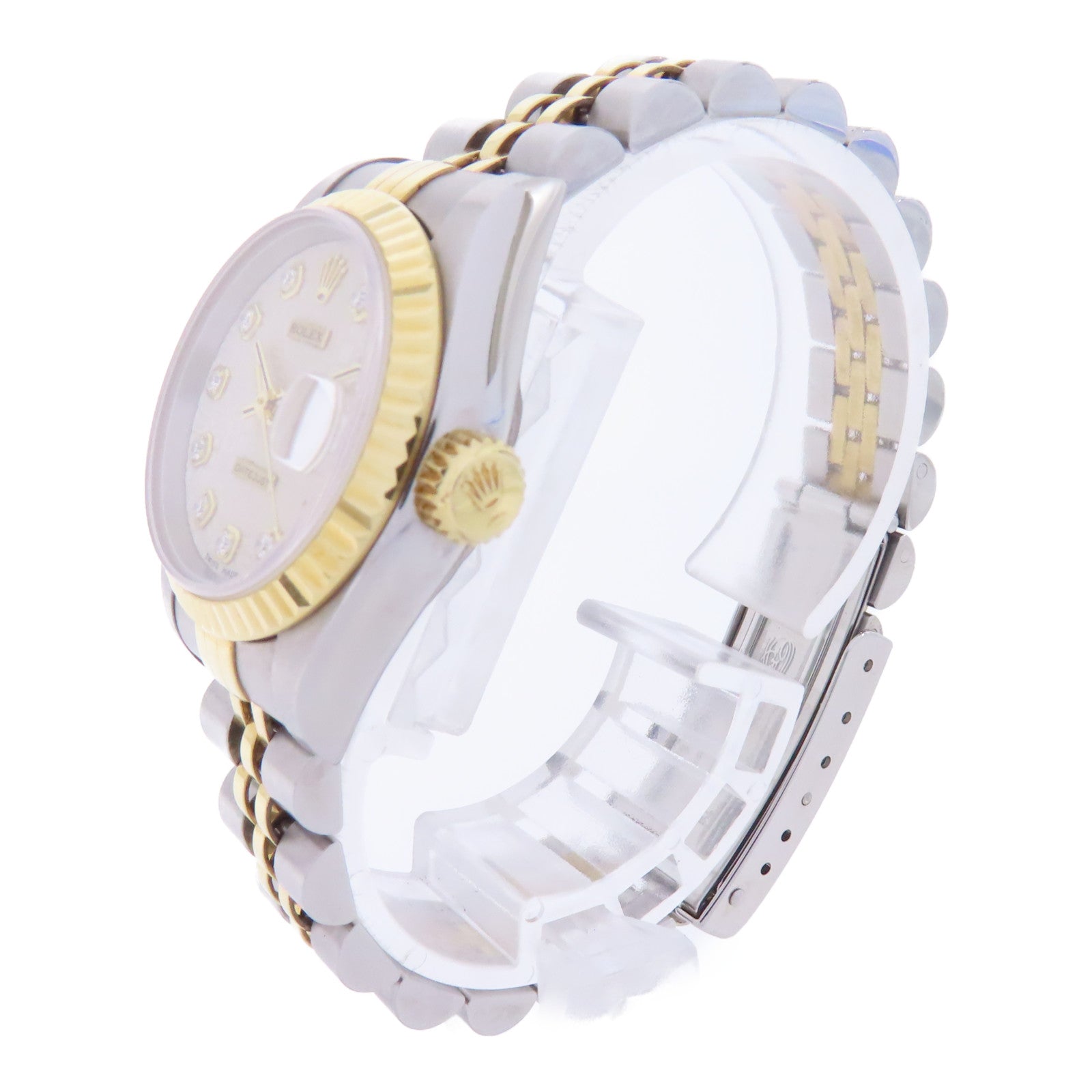 ROLEX Datejust 26mm 18K黃金/不鏽鋼/鑽石手錶自動機芯銀色