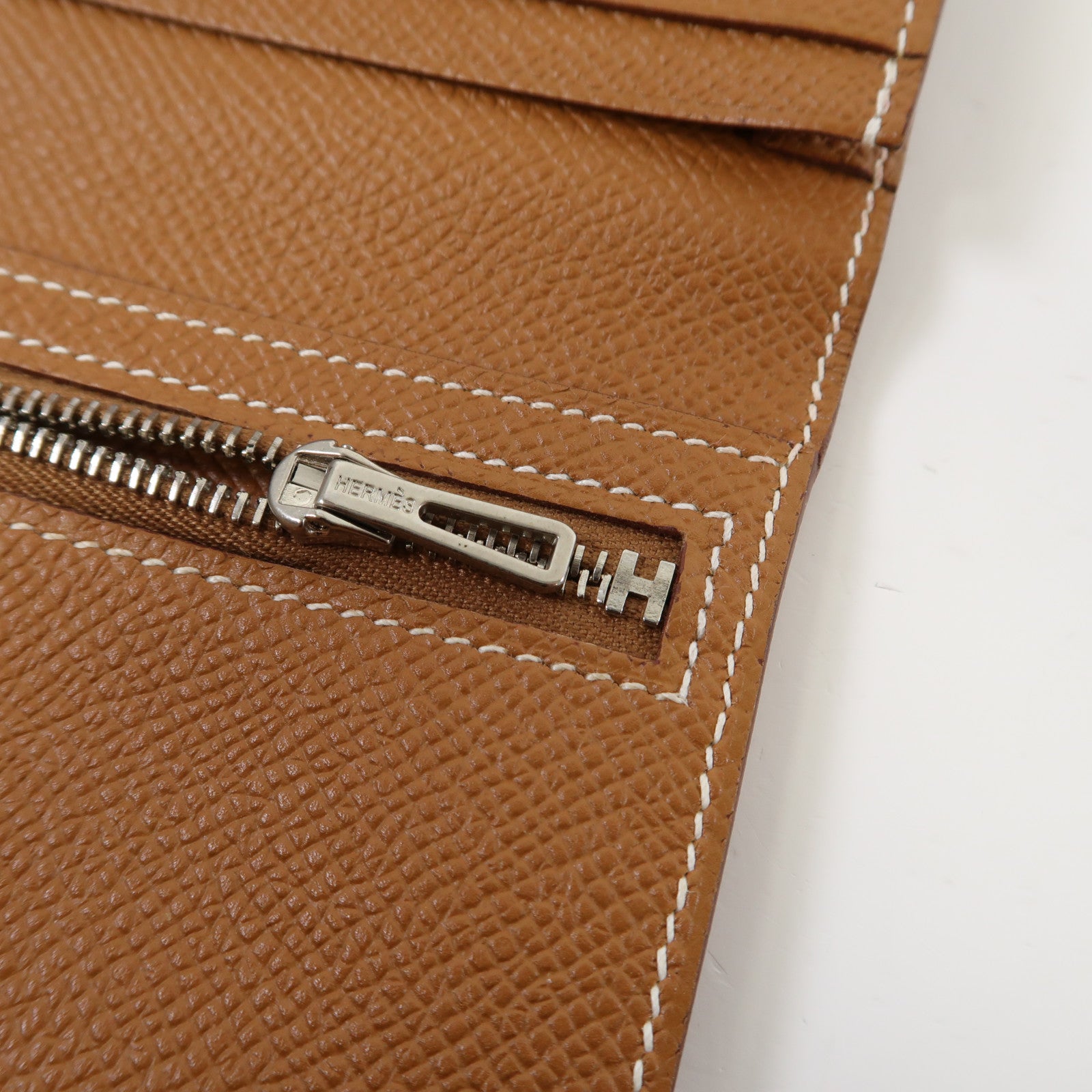 HERMES Epsom皮革Bearn Wallet銀扣長錢包經典駝色