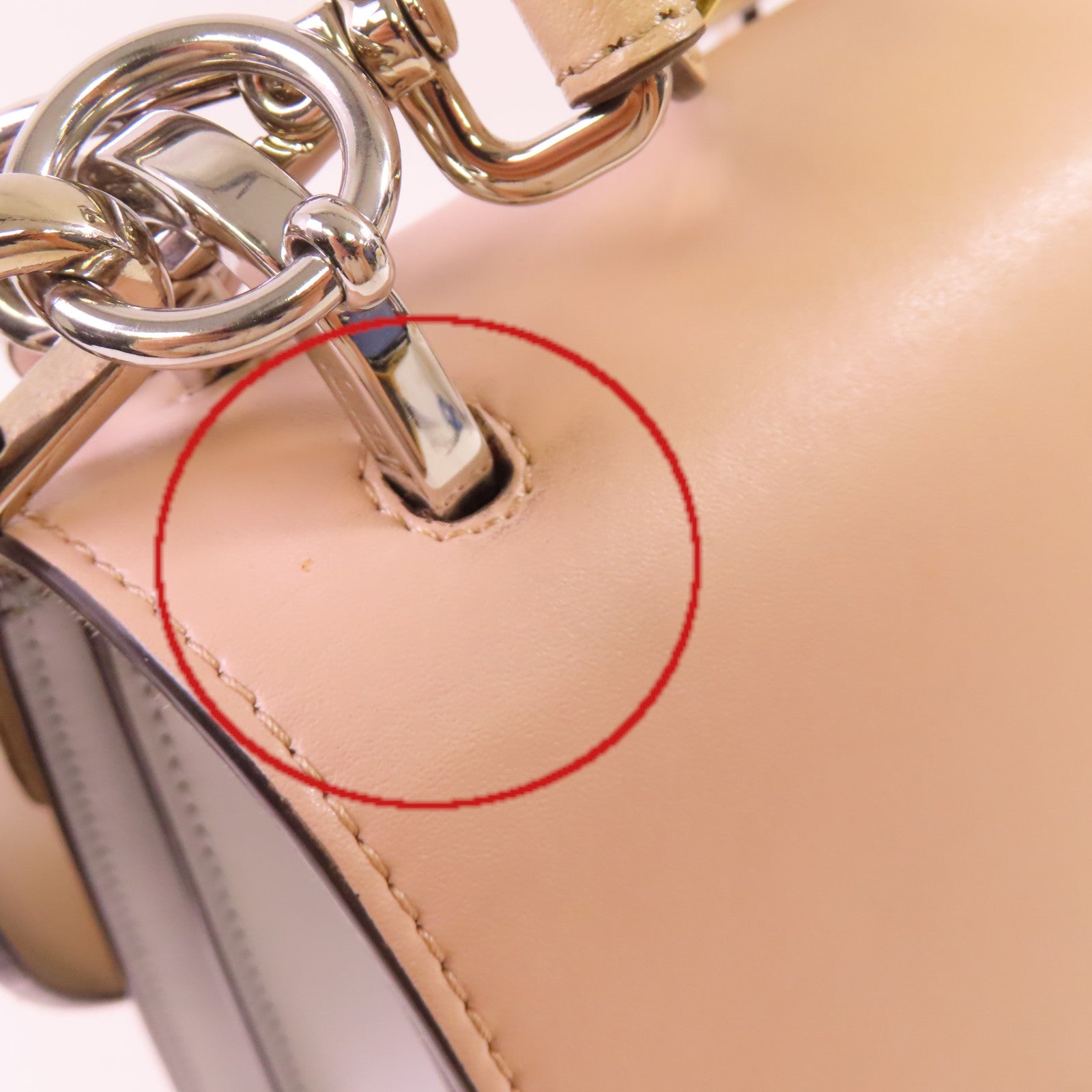 FENDI 【激減優惠】牛皮皮革Monster 2Way Shoulder Bag金扣手挽肩背兩用袋杏色/啡色