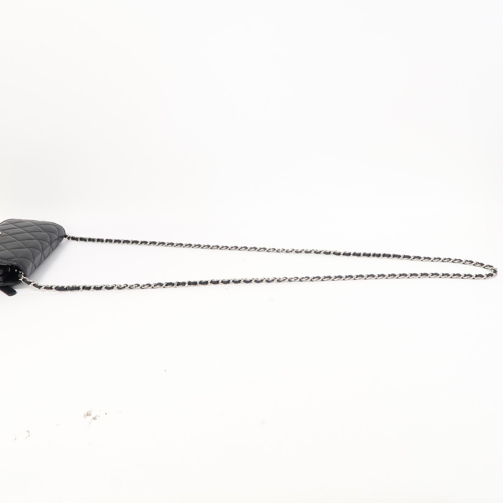 CHANEL 【激減優惠】菱格Caviar皮革Wallet On Chain Mini銀扣鏈帶肩背袋黑色