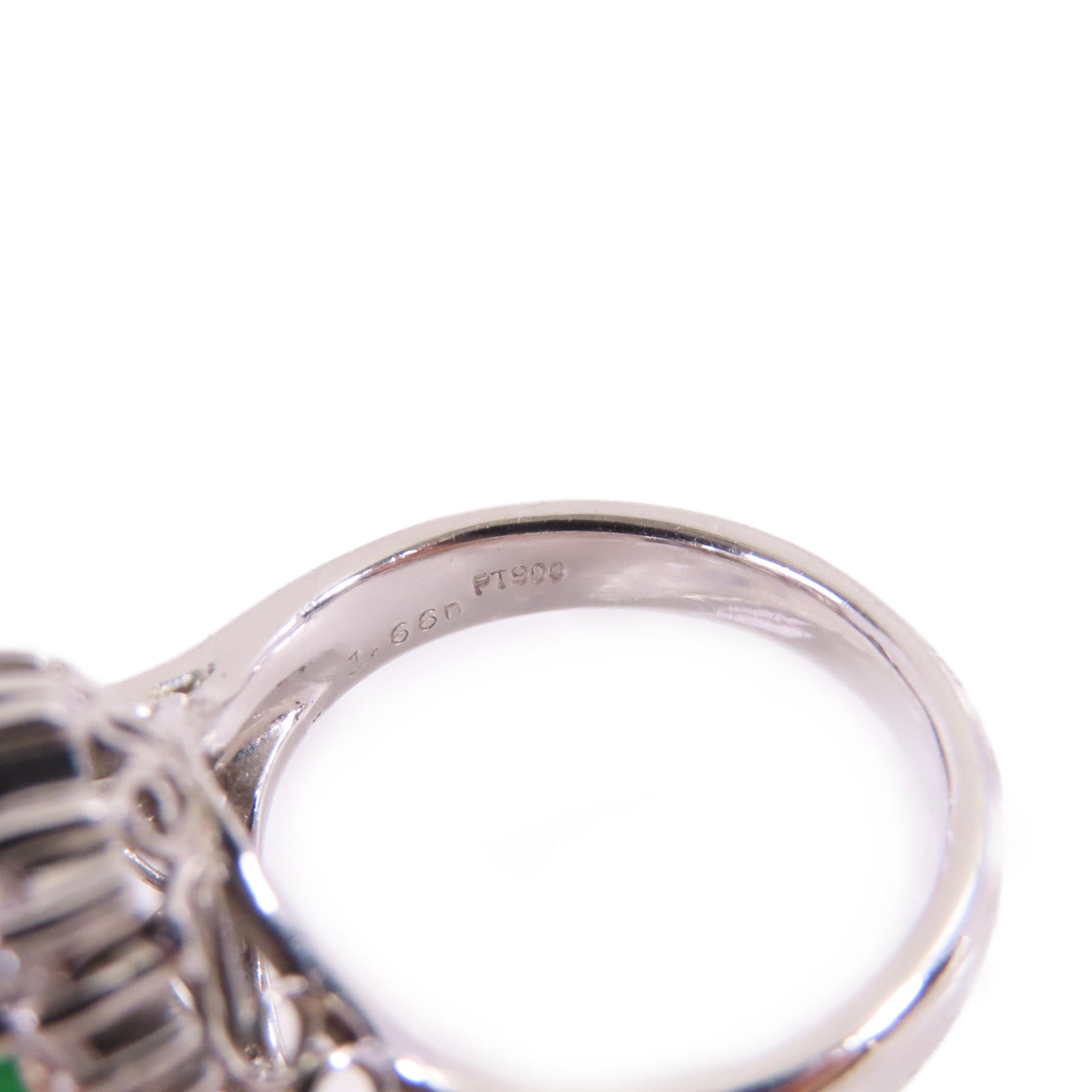 JEWELRY PT900鉑金/6.21ct翡翠/1.66ct鑚石Jade Diamond Ring戒指US#8