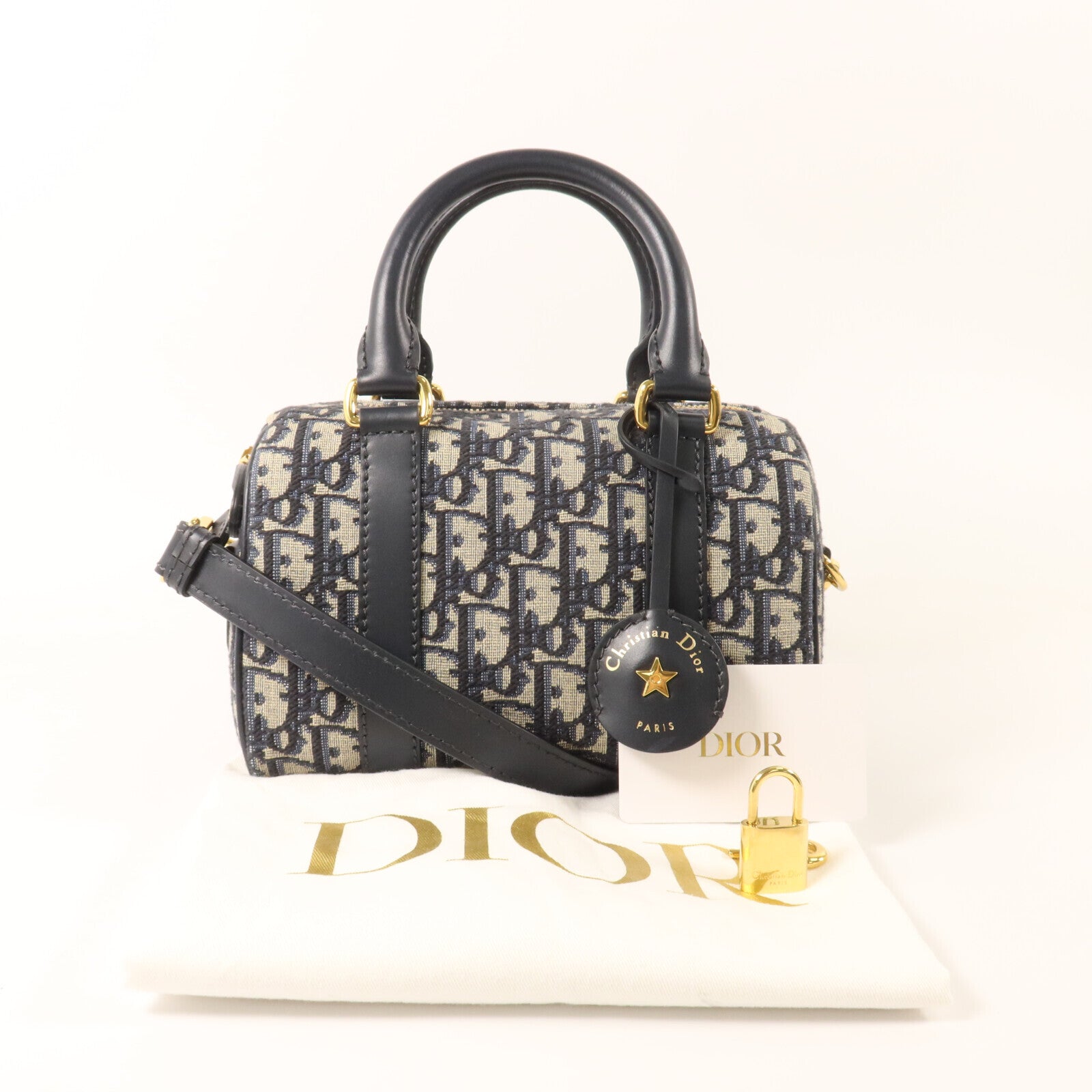 Dior Oblique帆布Groove 20金扣手挽肩背兩用袋