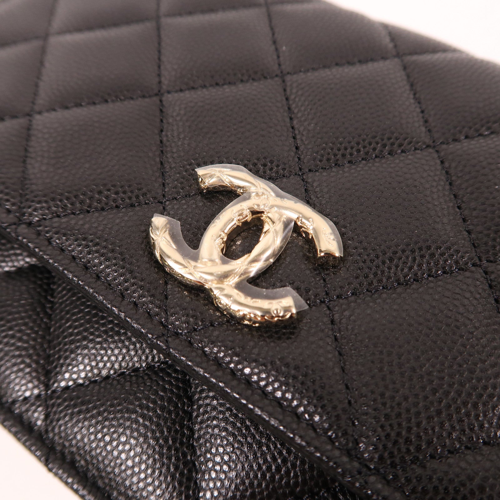 CHANEL 牛皮皮革Wallet On Chain金扣鏈帶肩背袋黑色