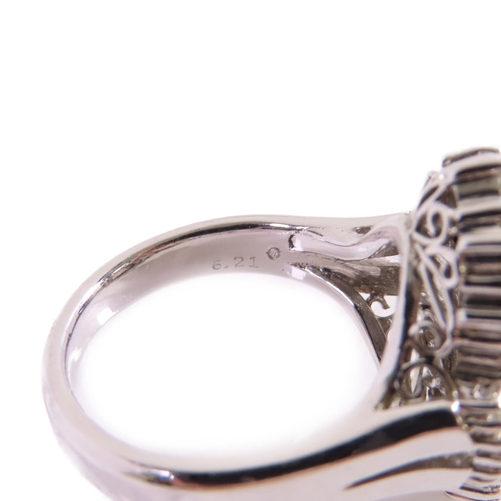 JEWELRY PT900鉑金/6.21ct翡翠/1.66ct鑚石Jade Diamond Ring戒指US#8