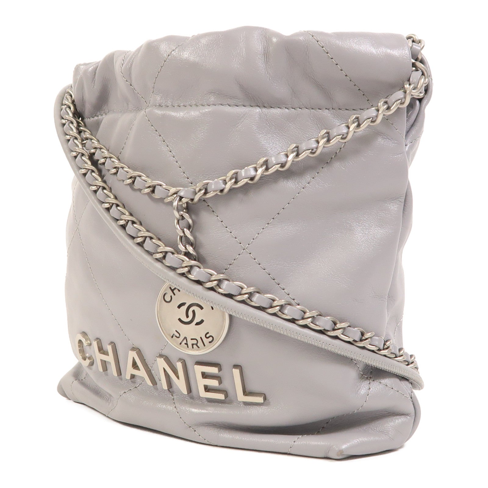CHANEL 牛皮皮革Chanel 22 Mini銀扣手挽肩背兩用袋