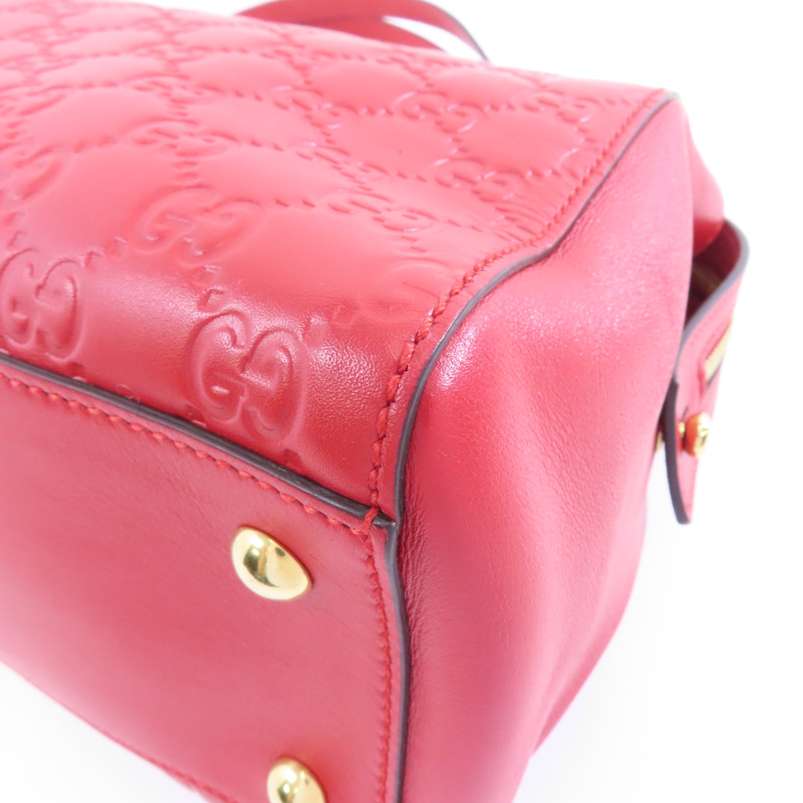 GUCCI 牛皮皮革Shoulder Tote金扣肩背/手挽袋紅色
