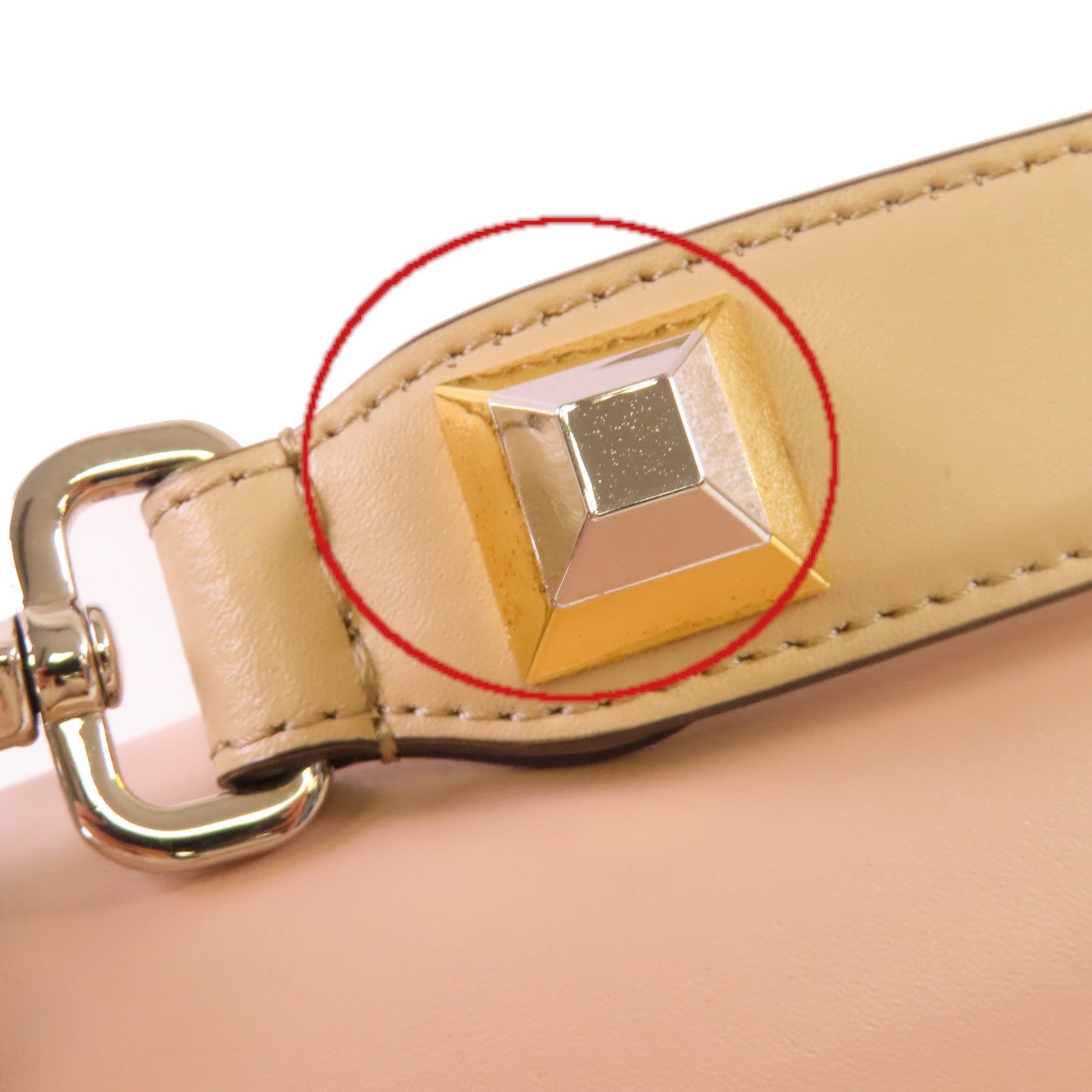 FENDI 【激減優惠】牛皮皮革Monster 2Way Shoulder Bag金扣手挽肩背兩用袋杏色/啡色